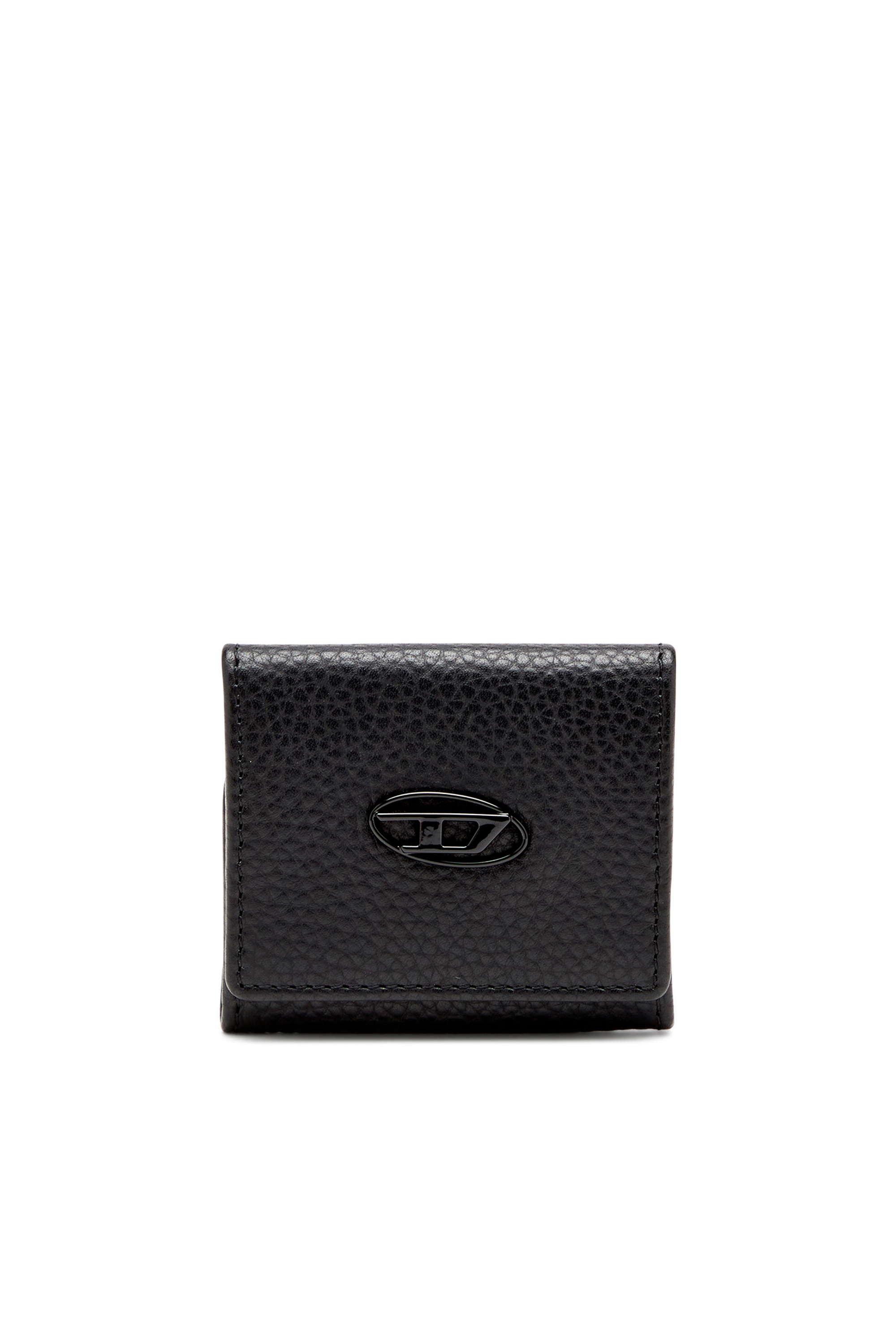 Diesel - HISSU EVO COIN CASE, Coin purse in grainy leather Uomo in Nero - 1