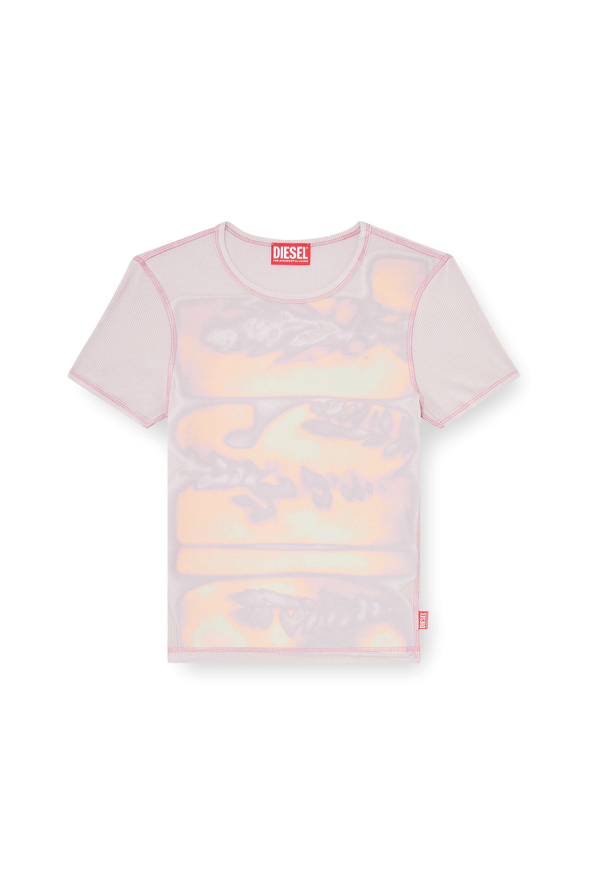 Diesel - T-ELE-LONG-AA1, Top aderente in jersey con stampa grafica Donna in ToBeDefined - 3