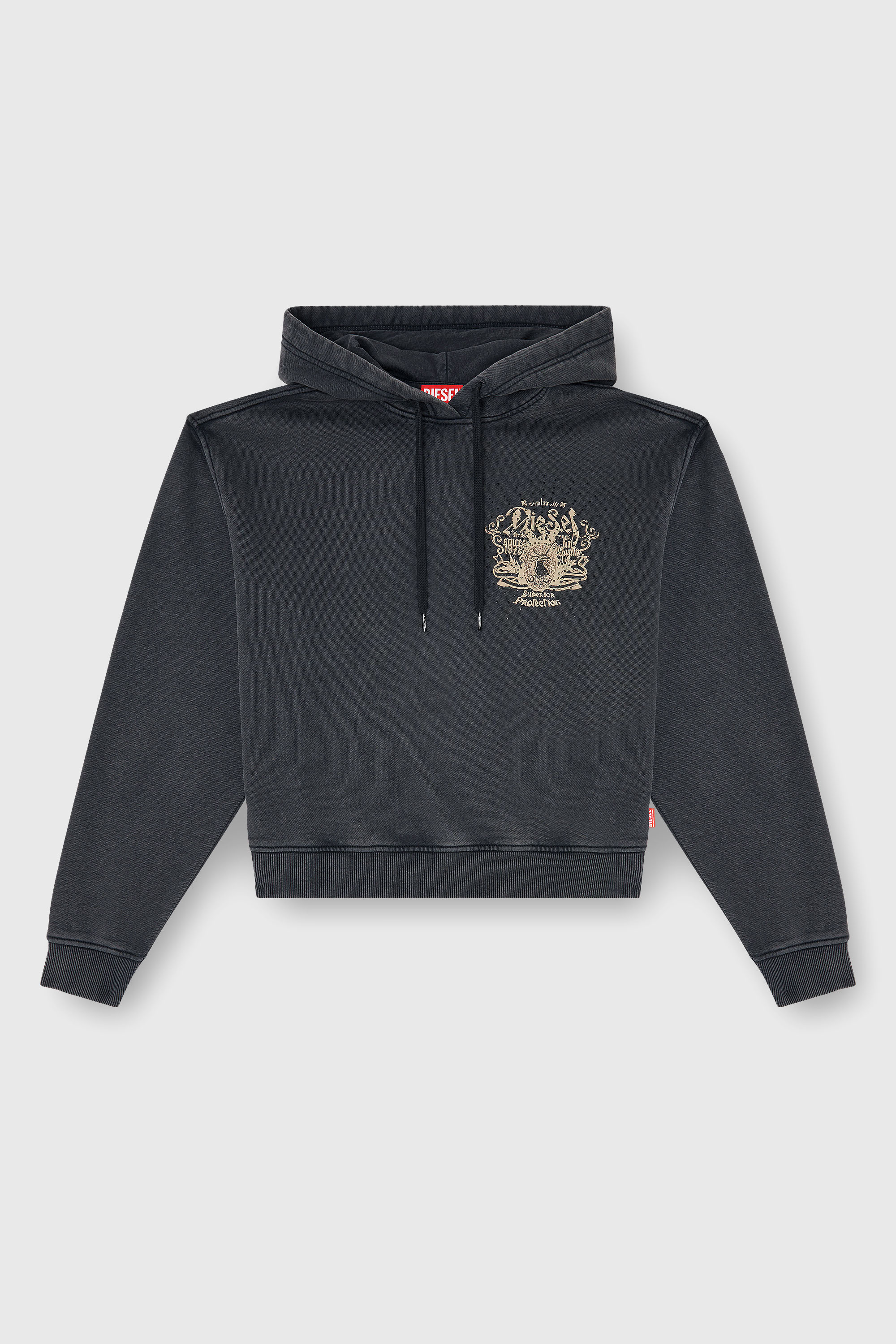 Diesel - F-PHOENY, Sweat &agrave; capuche avec imprim&eacute;s et clous strass Femme in Noir - 2