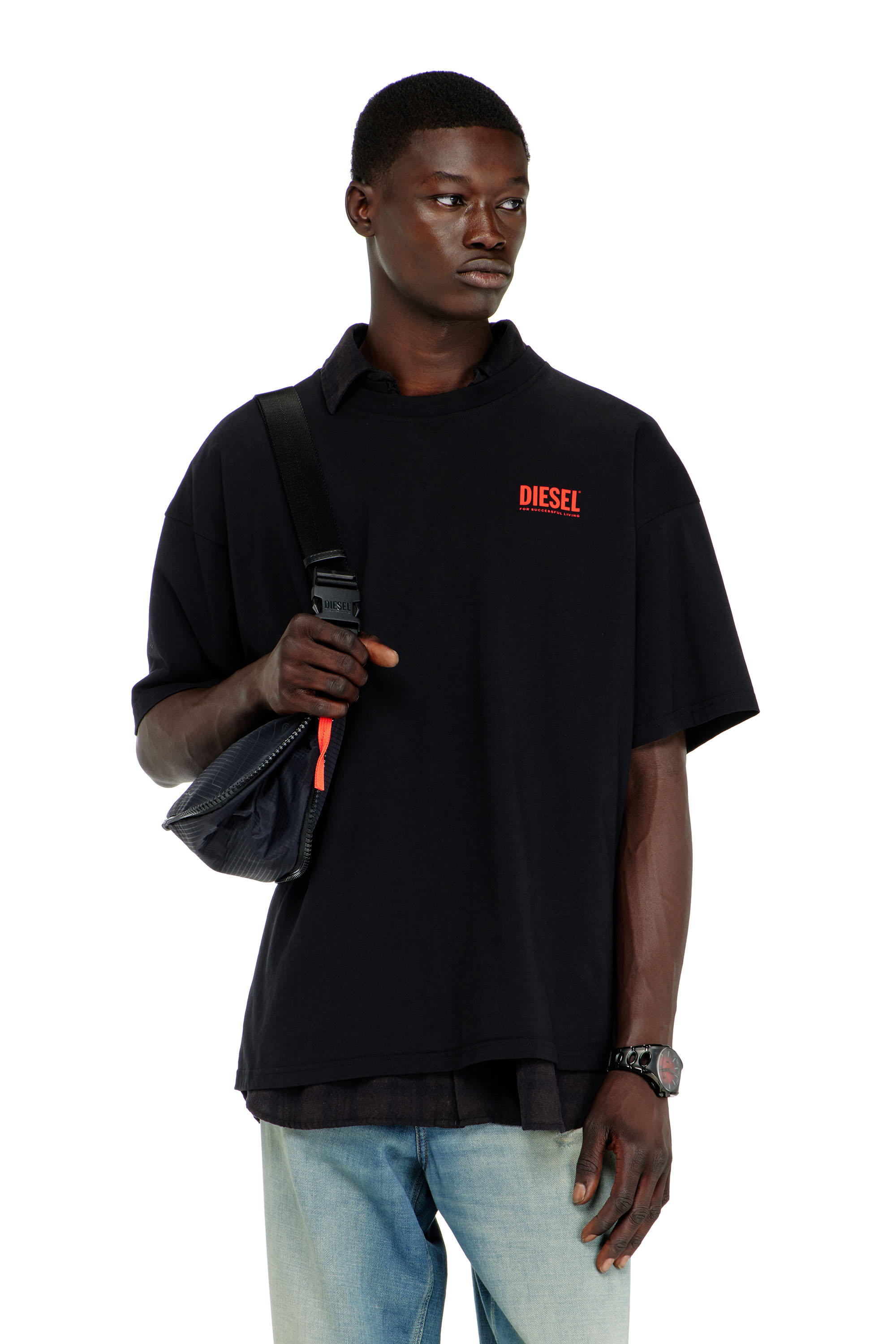 Diesel - T-BOXT-BISK, Herren Baumwoll-T-Shirt mit Diesel-Biscotto-Print in Schwarz - 3