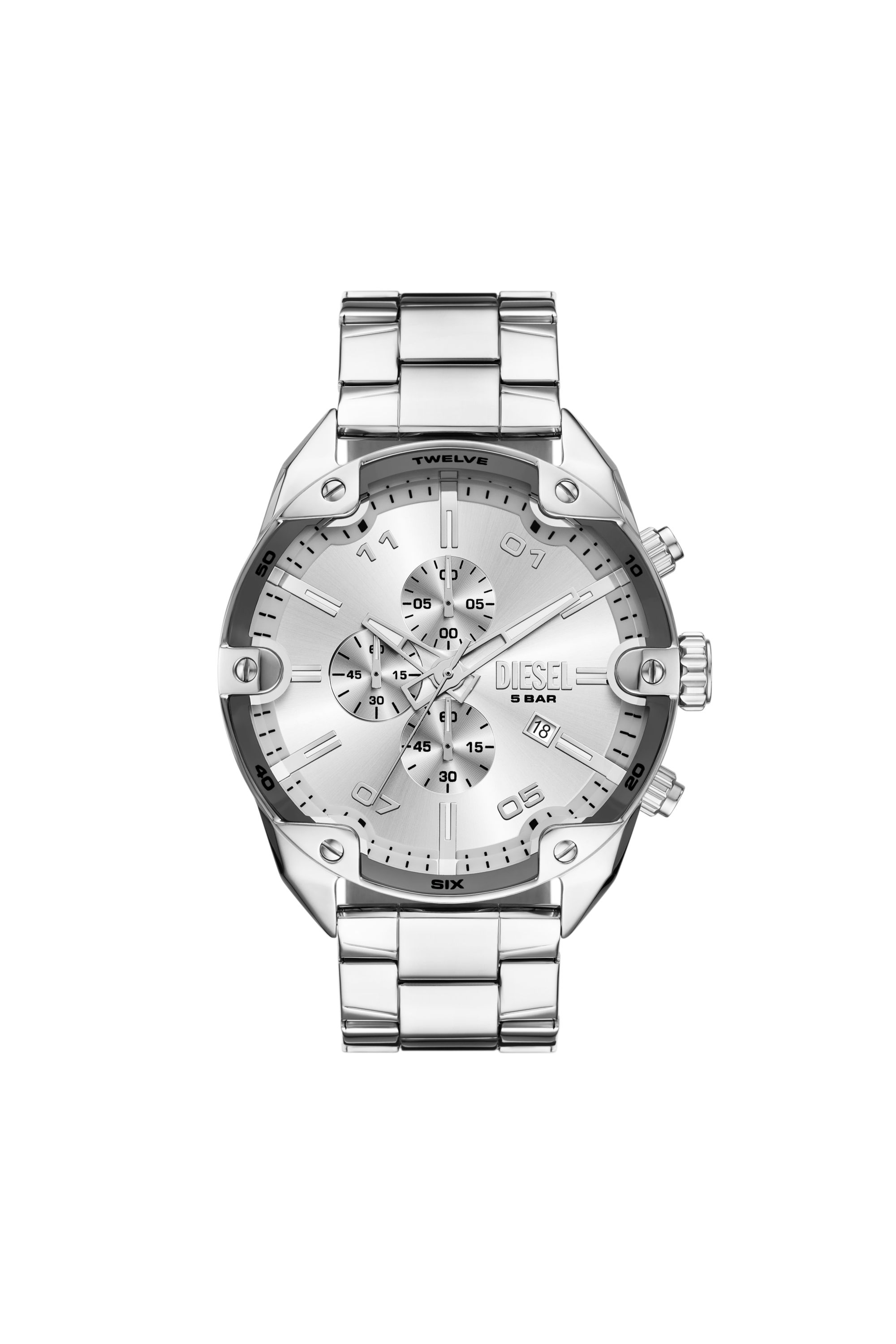 Diesel - DZ4677, Montre Spiked en acier inoxydable Homme in Gris argenté - 1