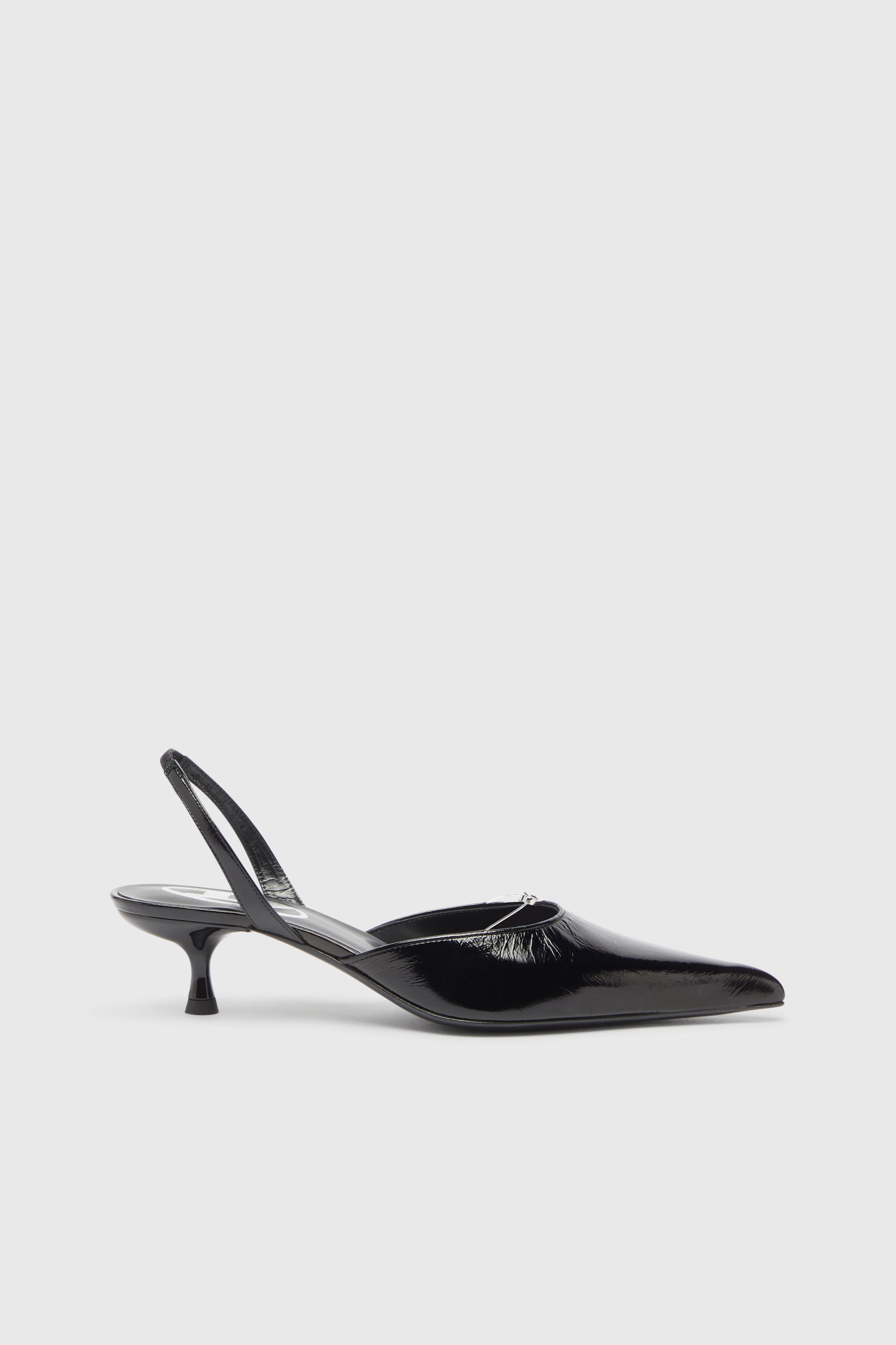 Diesel - D-JEWELS 40 D'OR, D-Jewels - Slingbacks en cuir avec bijou Oval D Femme in Noir - 1