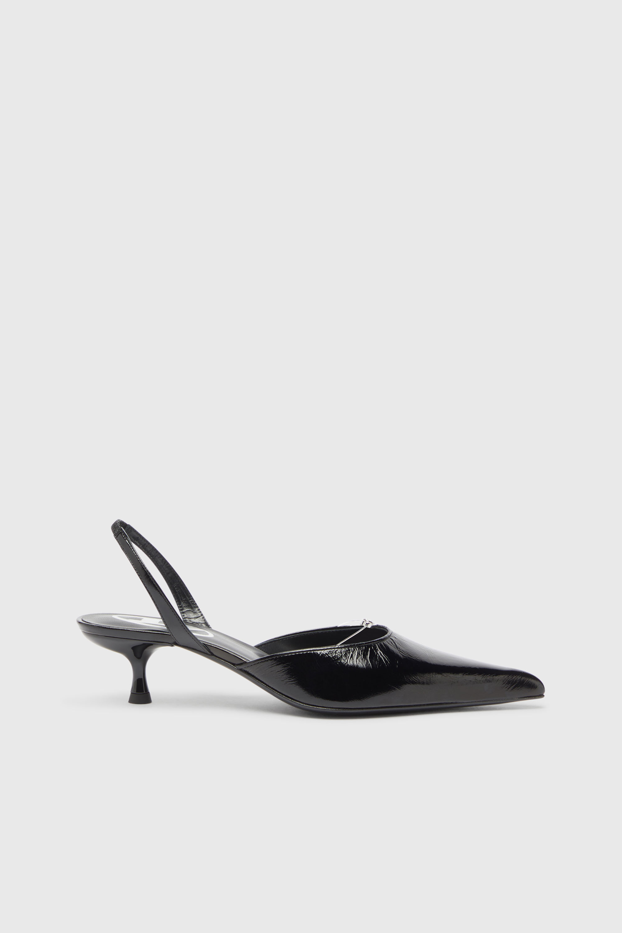 Diesel - D-JEWELS 40 D'OR, D-Jewels - Slingbacks en cuir avec bijou Oval D Femme in Noir - 1