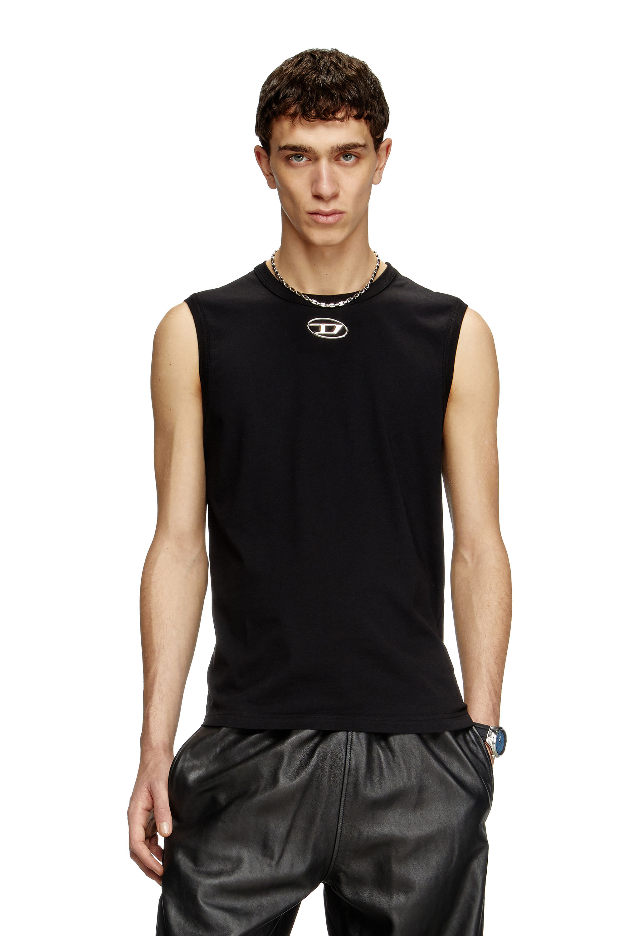 Diesel - T-BISCO-OD, Herren Tanktop mit Metallic-Oval D in Schwarz - 1