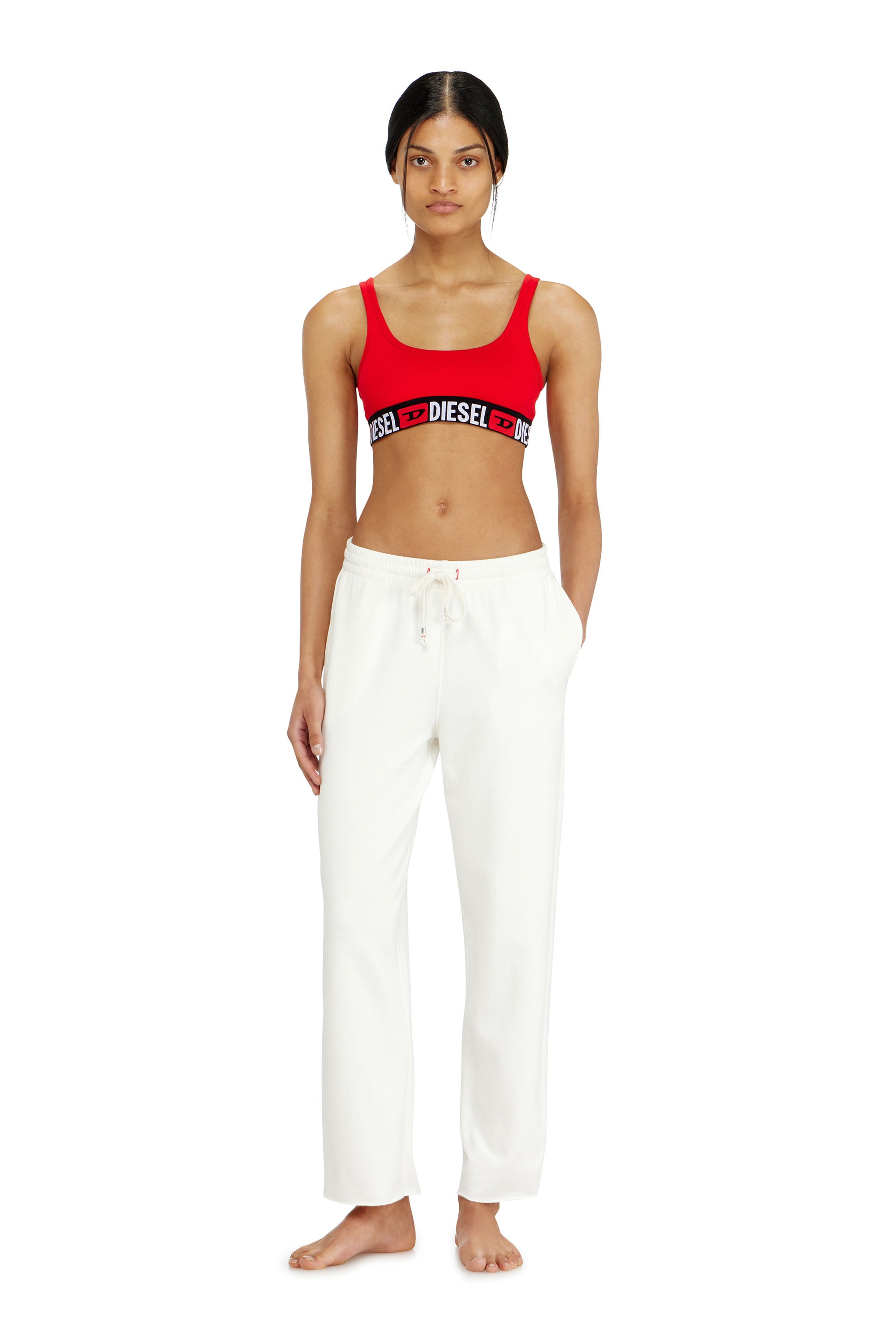 Diesel - INDRA-D-CORE, Pantaloni felpati smerigliati con orli vivi Donna in Bianco - 2