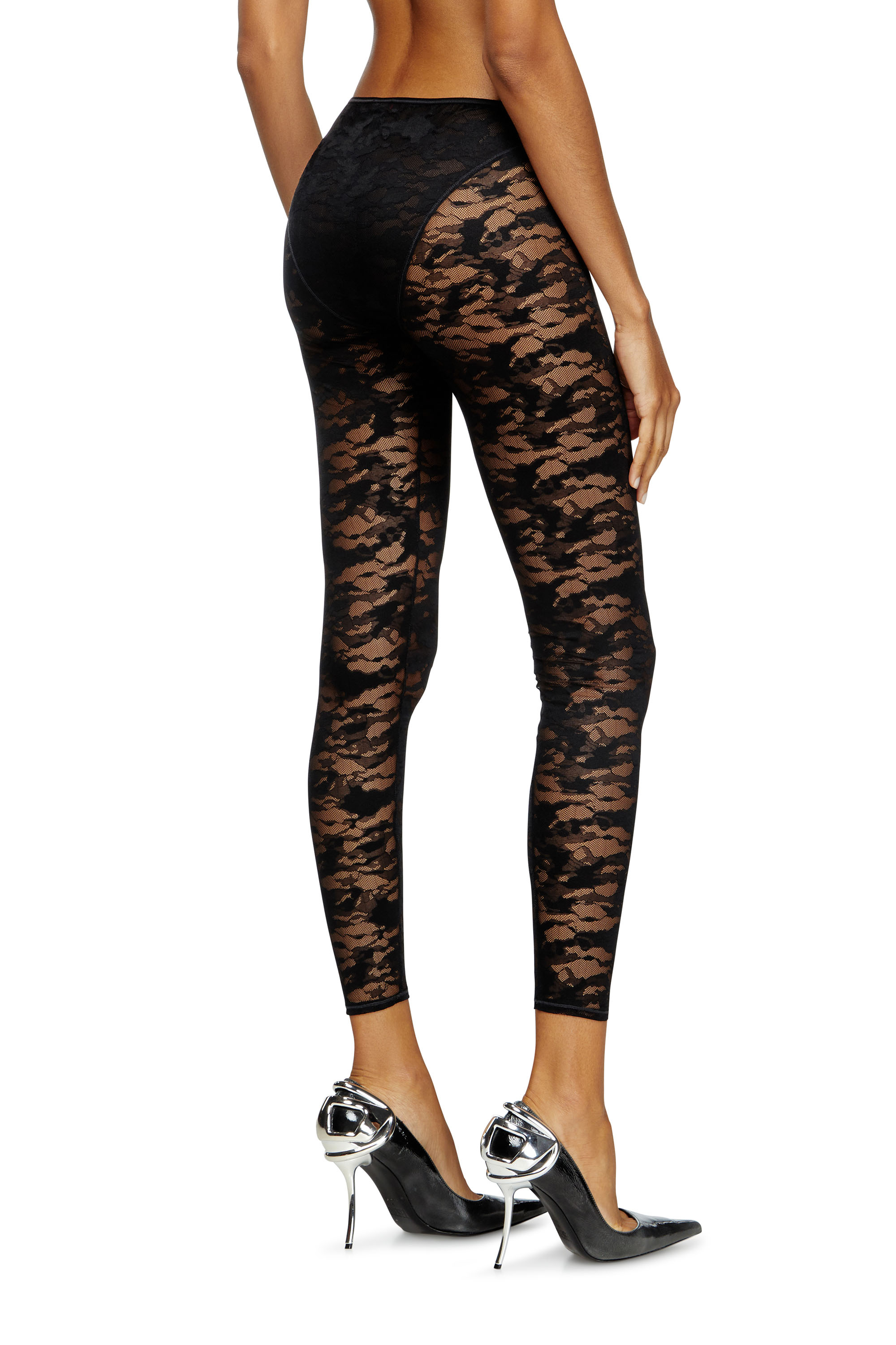 Diesel - CLAIRE-UTLT, Damen Leggings mit Camouflage-Spitze in Schwarz - 3
