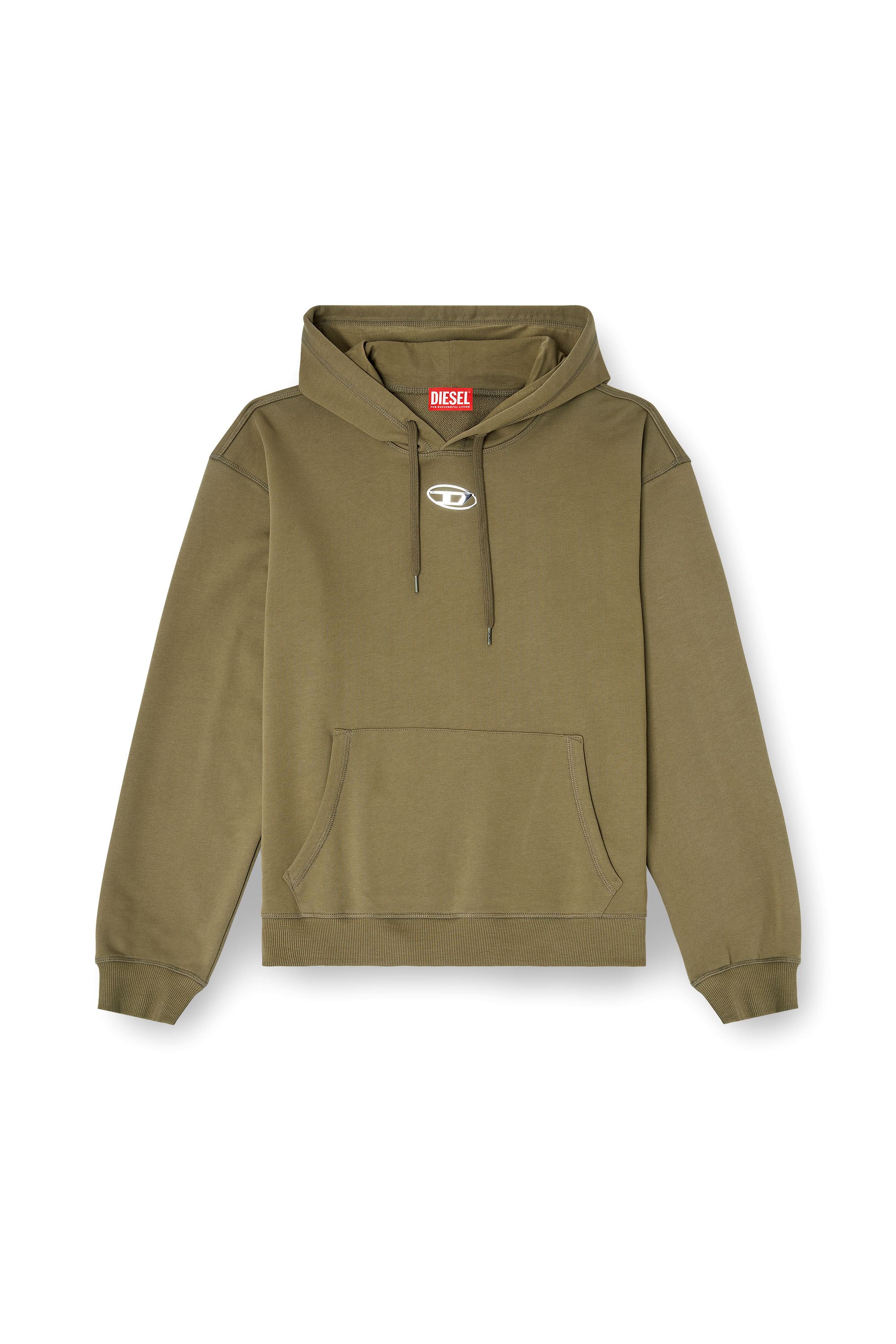 Diesel - S-NORM-HOOD-IOD, Sweat à capuche en coton avec Oval D métallique Homme in Vert - 2