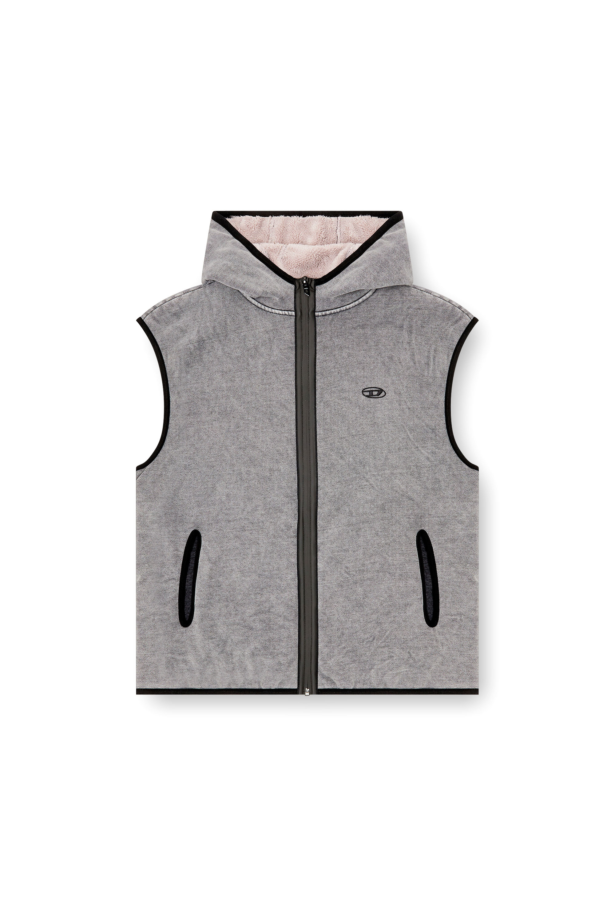 Diesel - S-HAKY-NEW, Gilet à capuche avec zip Homme in Gris - 3