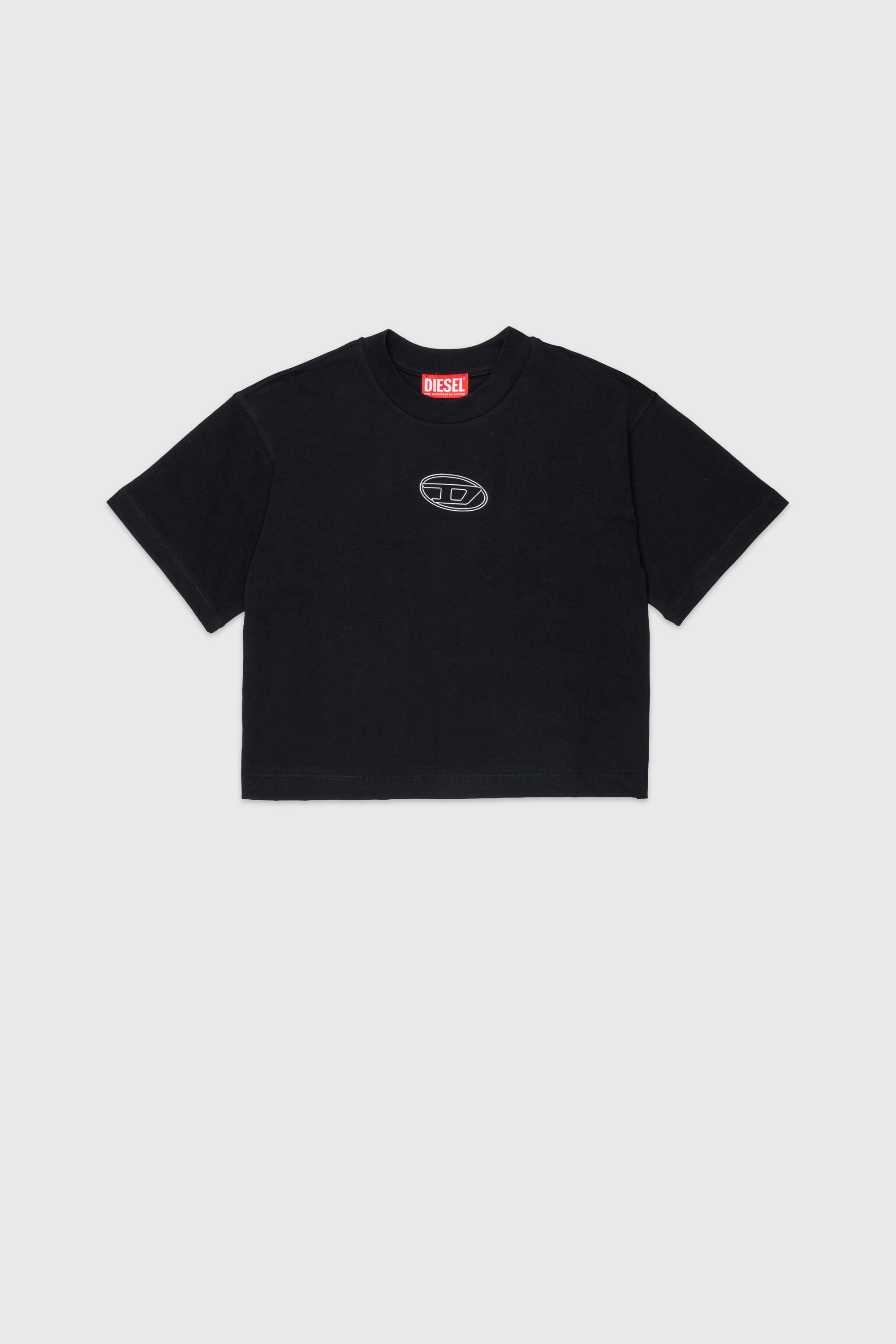 Diesel - TLIXIN, T-shirt cropped con logo Oval D Donna in Nero - 1