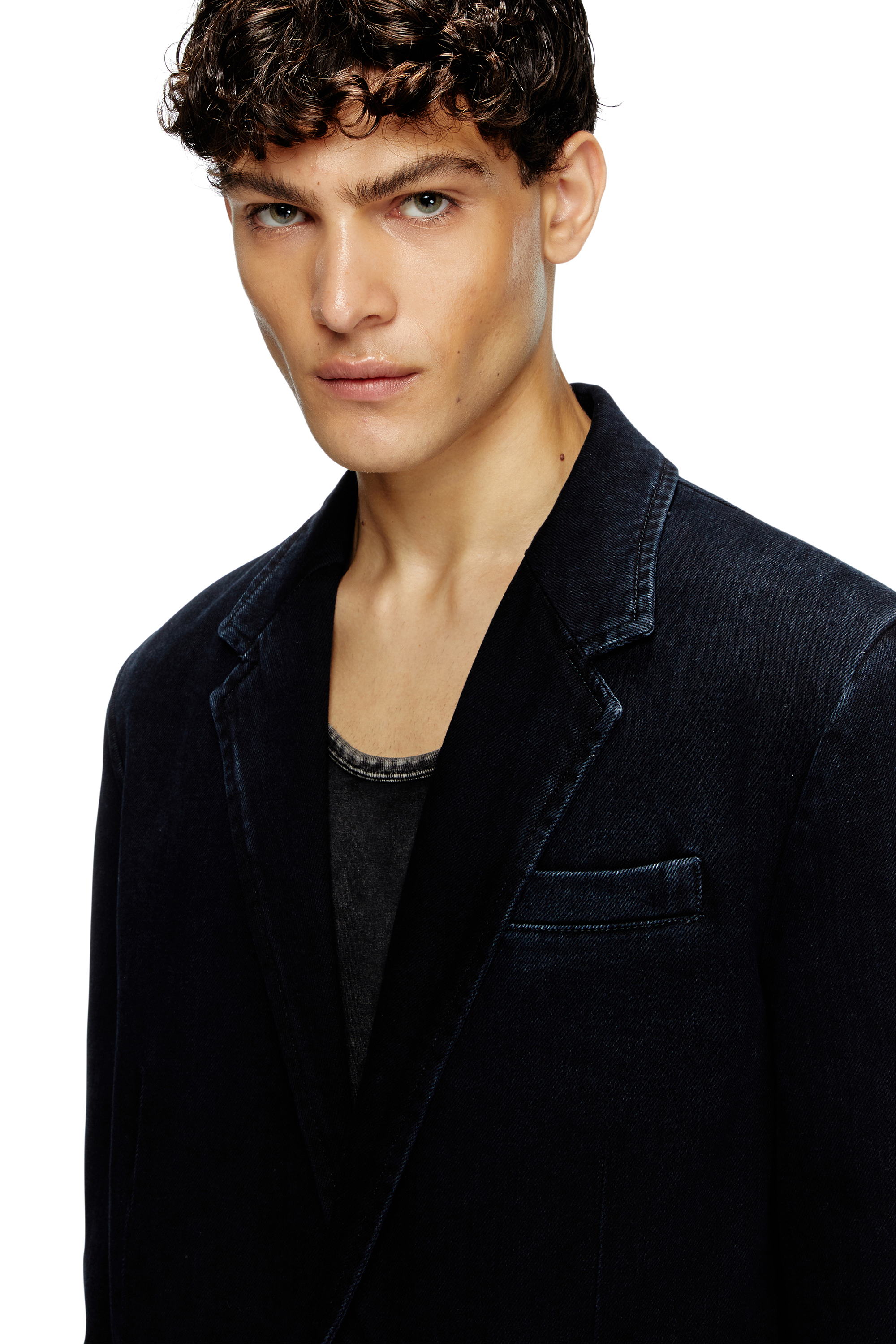 Diesel - D-REGER-D, Unisex Blazer aus Denim mit Schlieren in Dunkelblau - 5