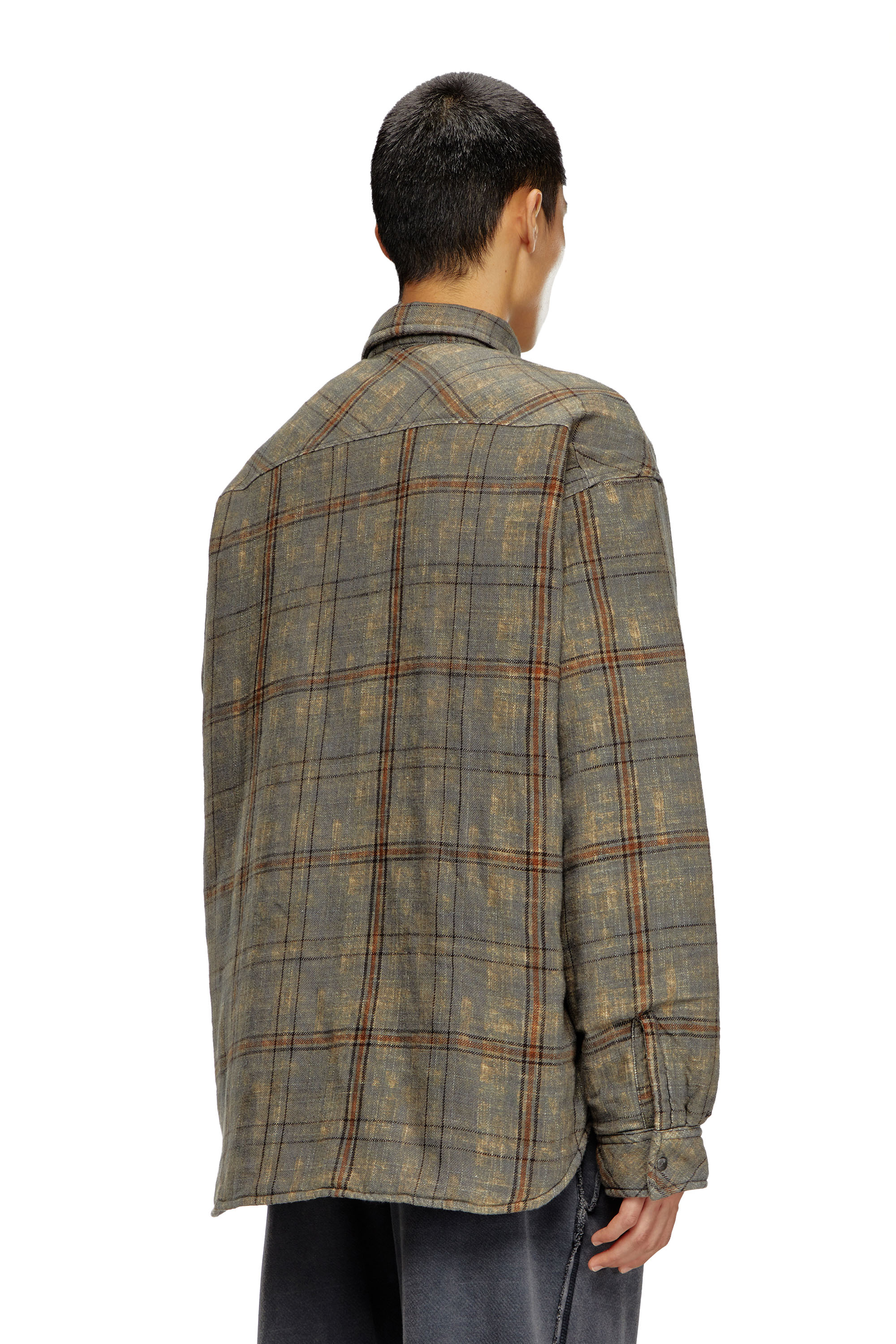 Diesel - S-HAMME, Man Padded jacket in checked slub cotton in Multicolor - Image 3