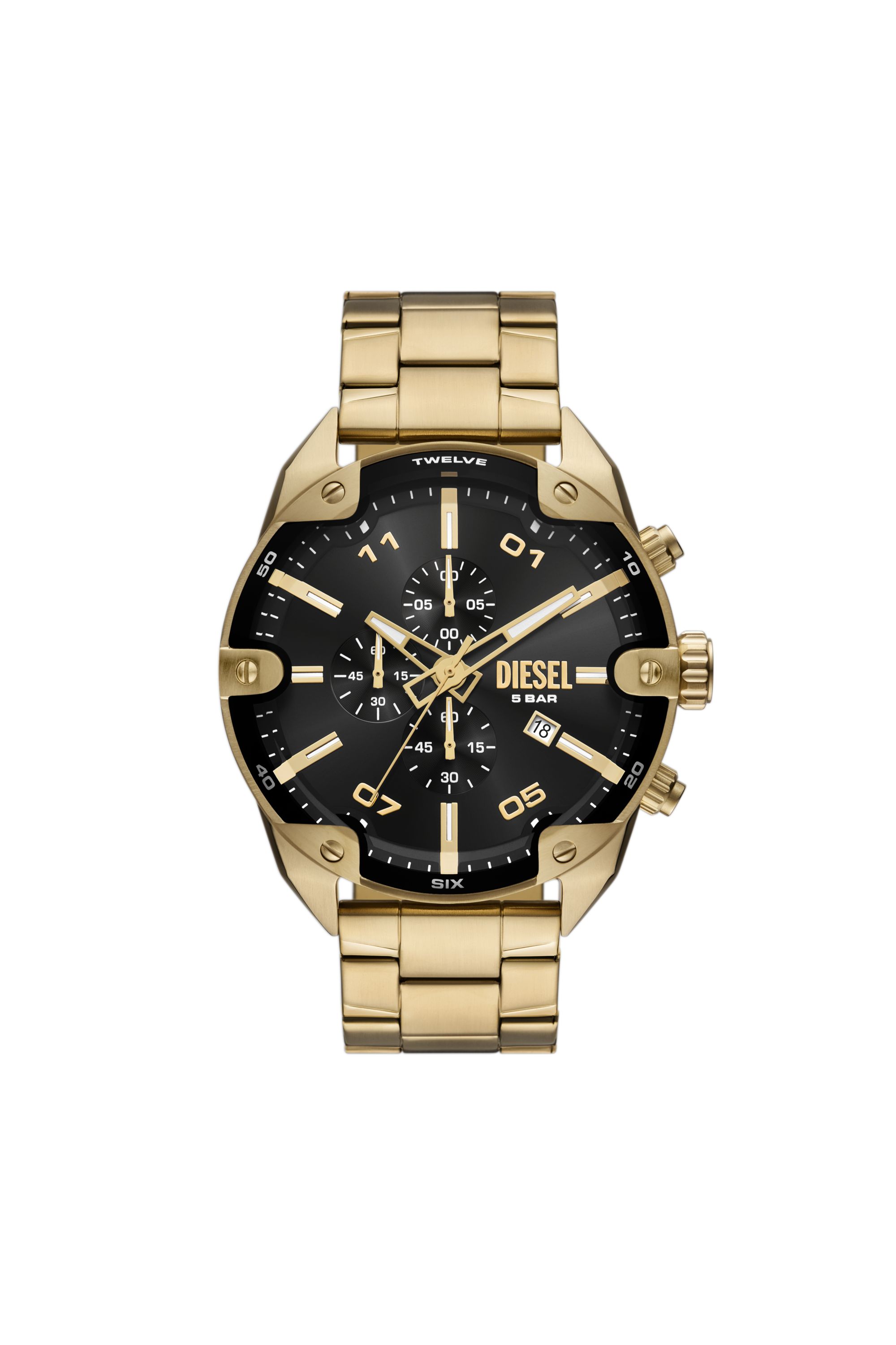 Diesel - DZ4678, Montre Spiked en acier inoxydable Homme in Doré - 1