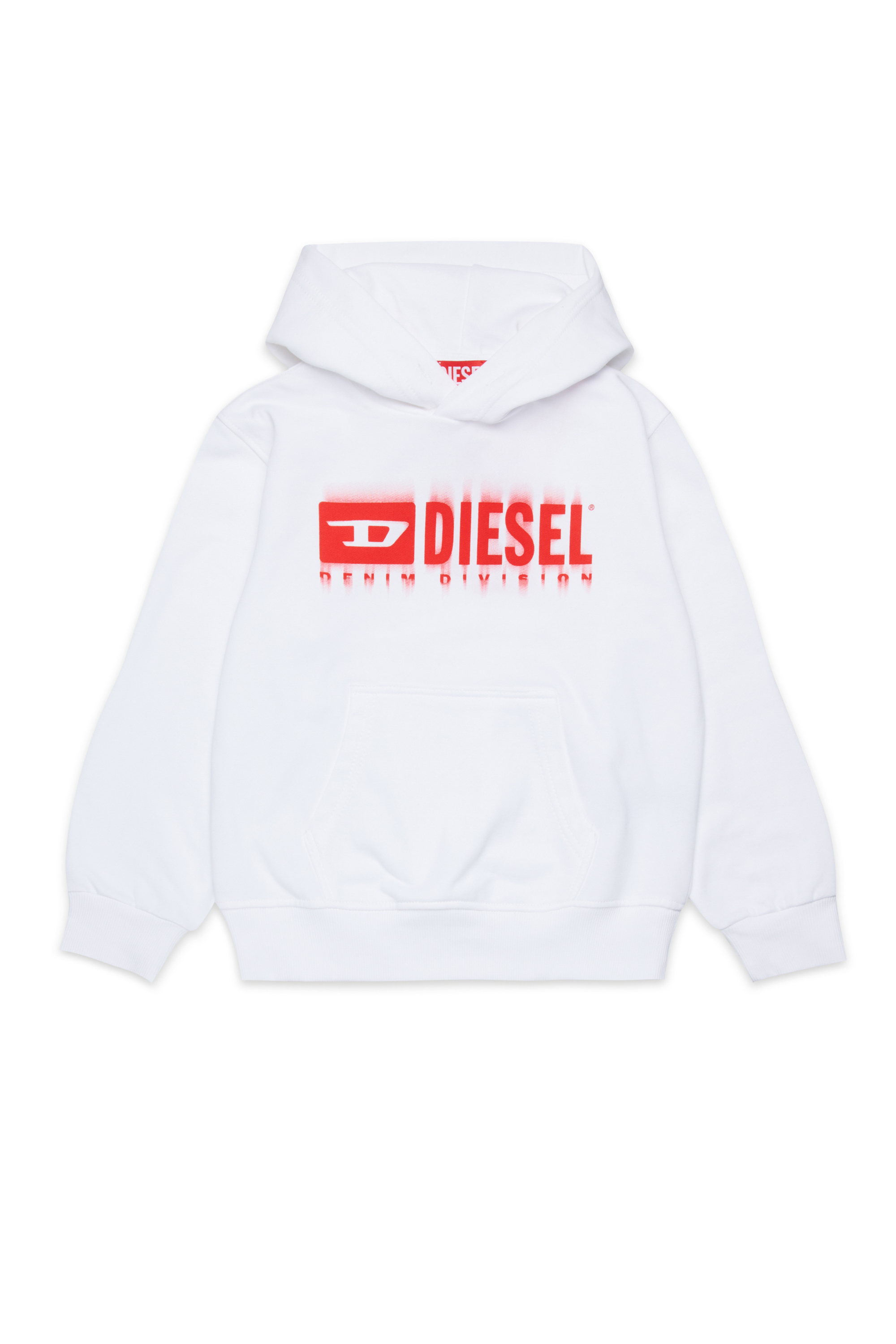 Diesel - SGINNHOODL5 OVER, Herren Hoodie mit verschmiertem Logo in Weiß - 1