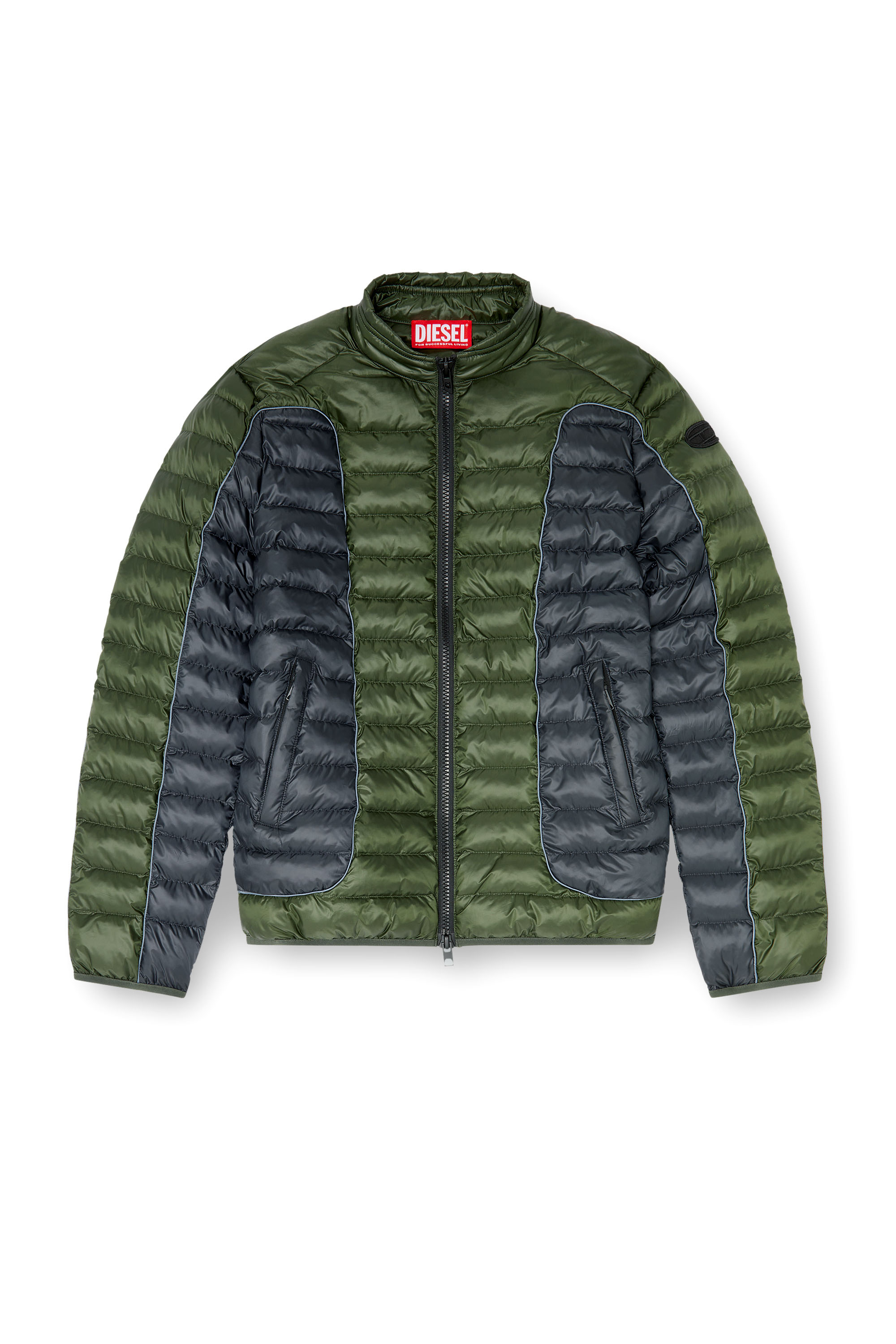 Diesel - W-PILOT-BLOCK, Piumino stile biker con design colour-block Uomo in Multicolor - 3