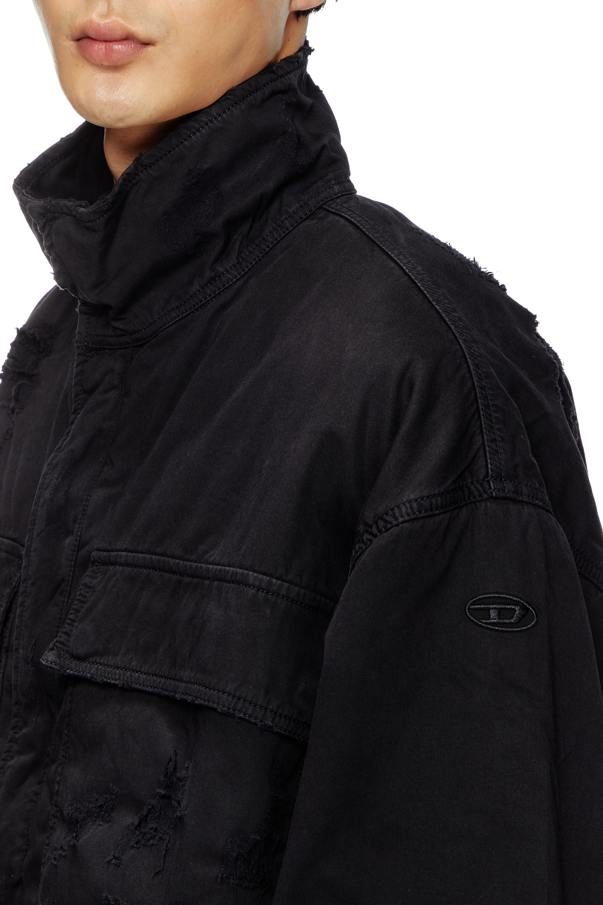 Diesel - J-OISE, Herren Utility-Jacke aus geripptem Dobby-Stoff in Schwarz - 5