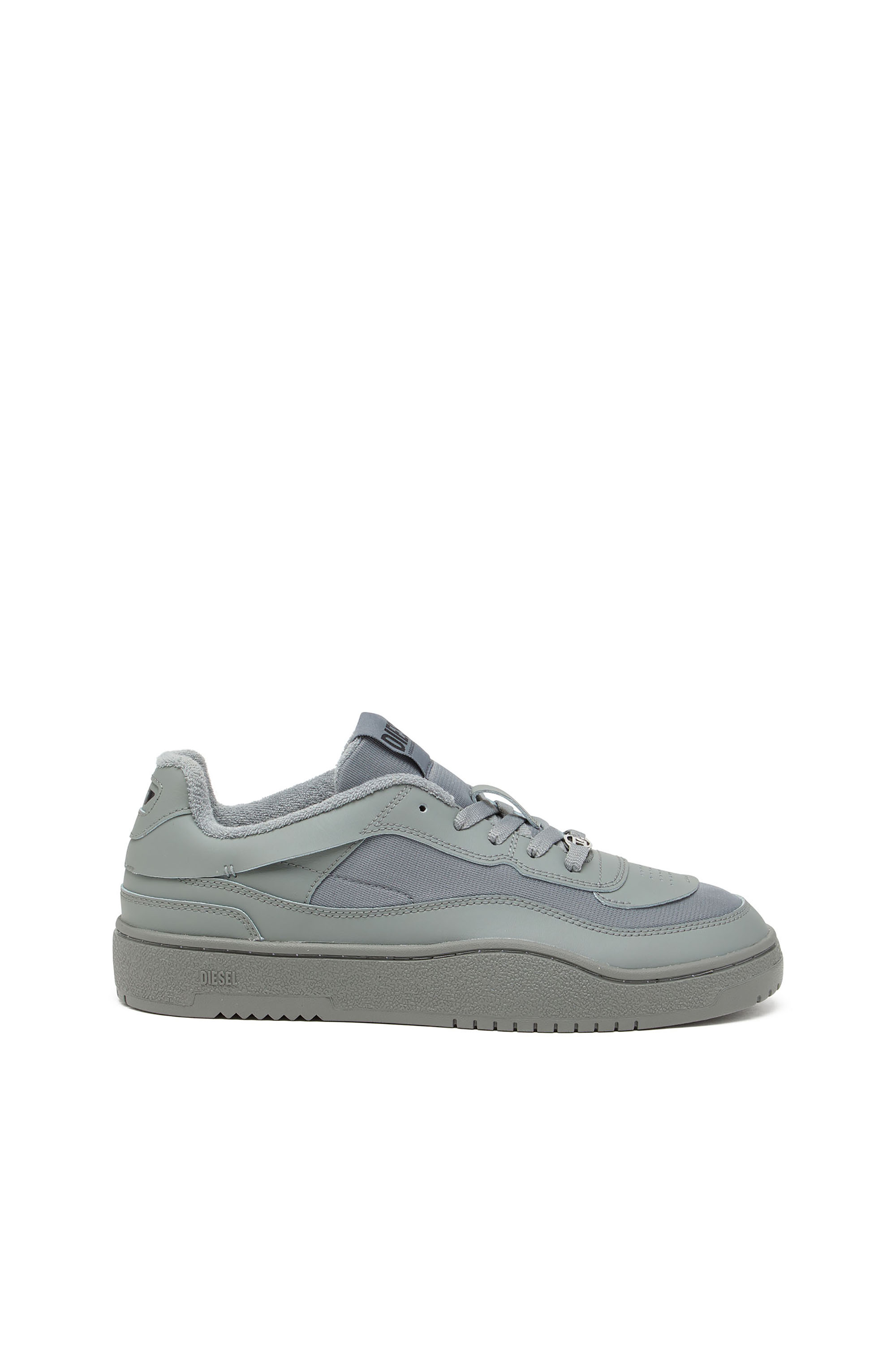 Diesel - S-OVAL SKATE LOW, S-Oval Skate-Sneaker in pelle e tessuto Uomo in Grigio - 1