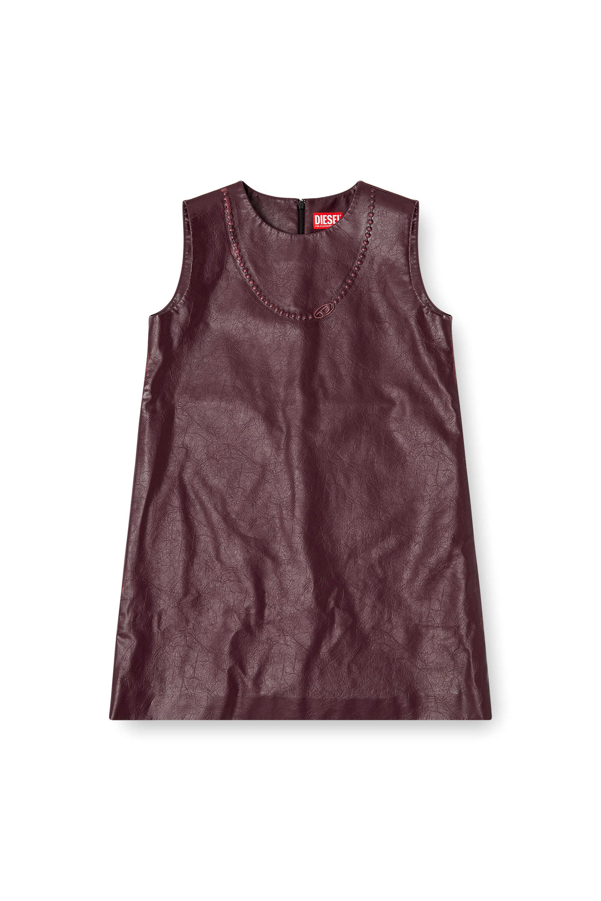 Diesel - FR-D-ARES, Miniabito senza maniche burgundy in tessuto coated Donna in Rosso - 1