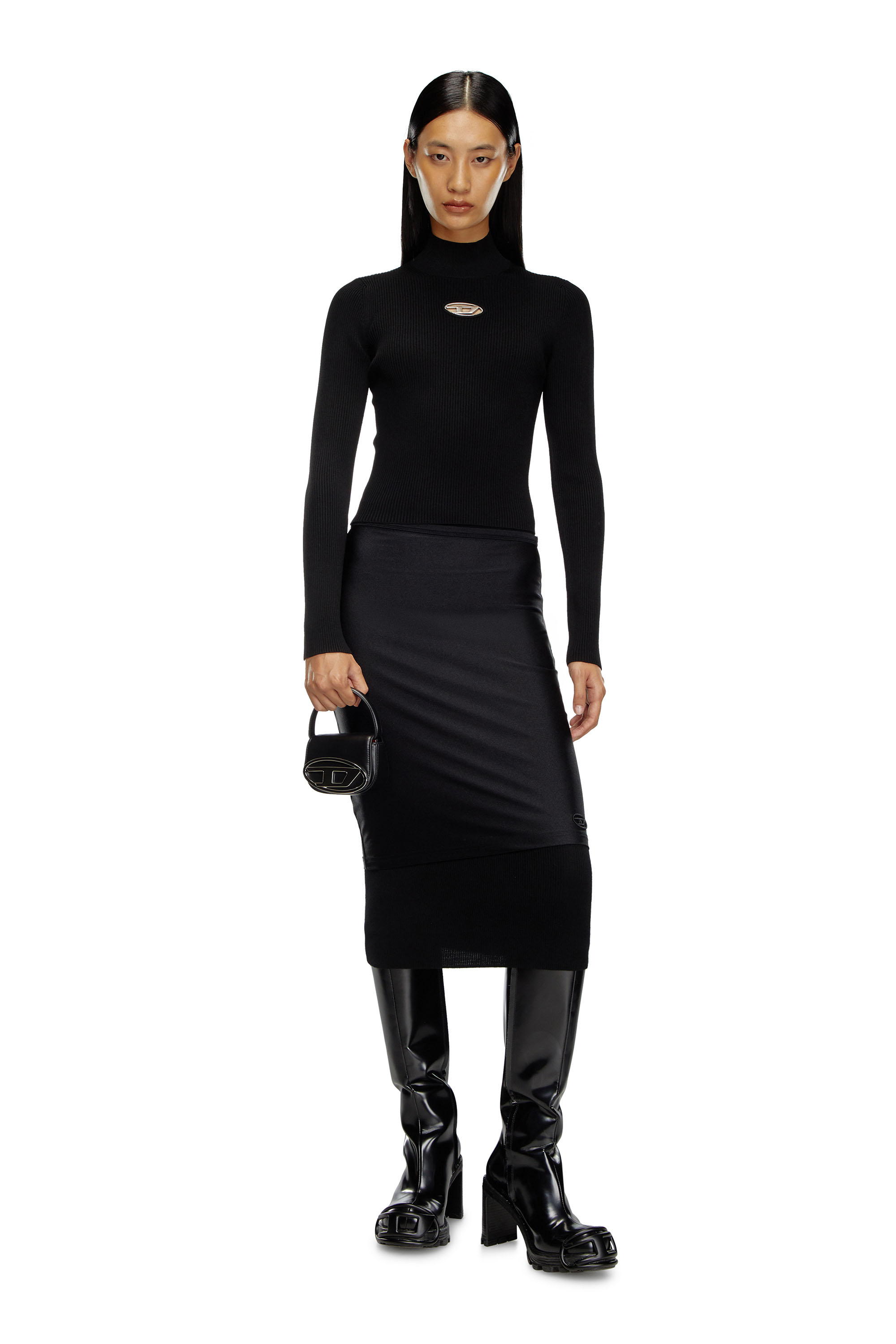 Diesel - M-VALARI-TN, Top a coste Donna in Nero - 1