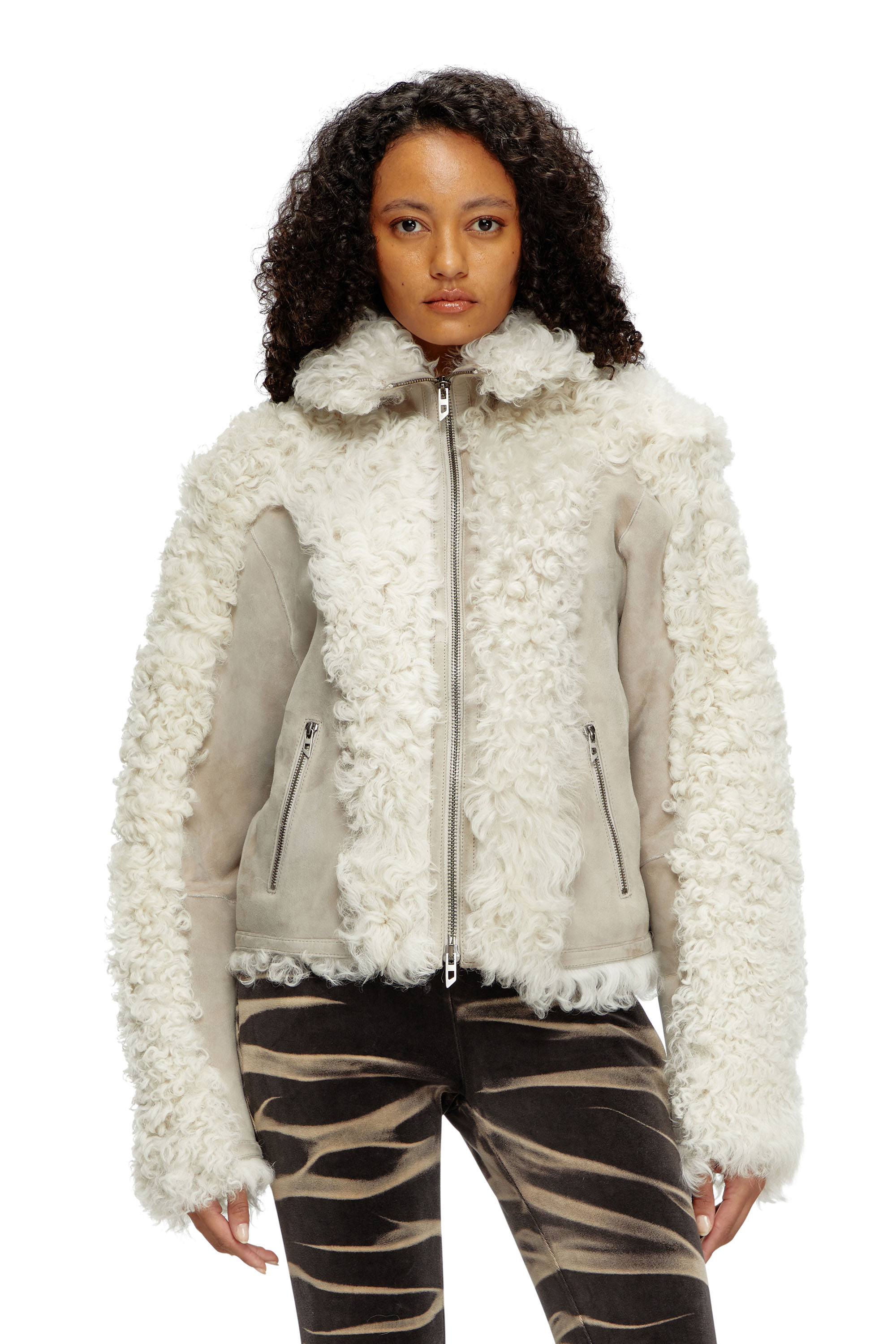 Diesel - L-AUREL, Veste en peau de mouton Femme in Blanc - 1