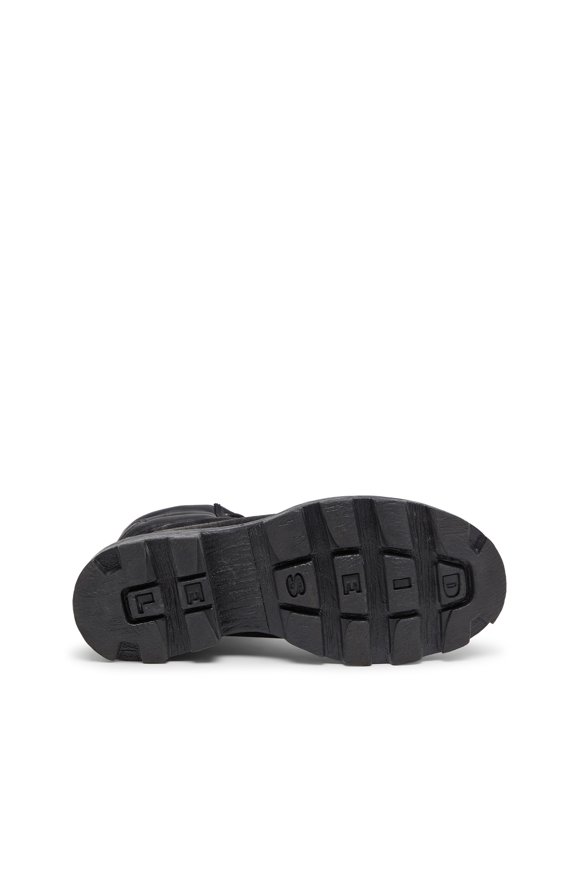 Diesel - D-HAMMER LACE UP, D-Hammer-Anfibi in denim e pelle Uomo in Nero - 5