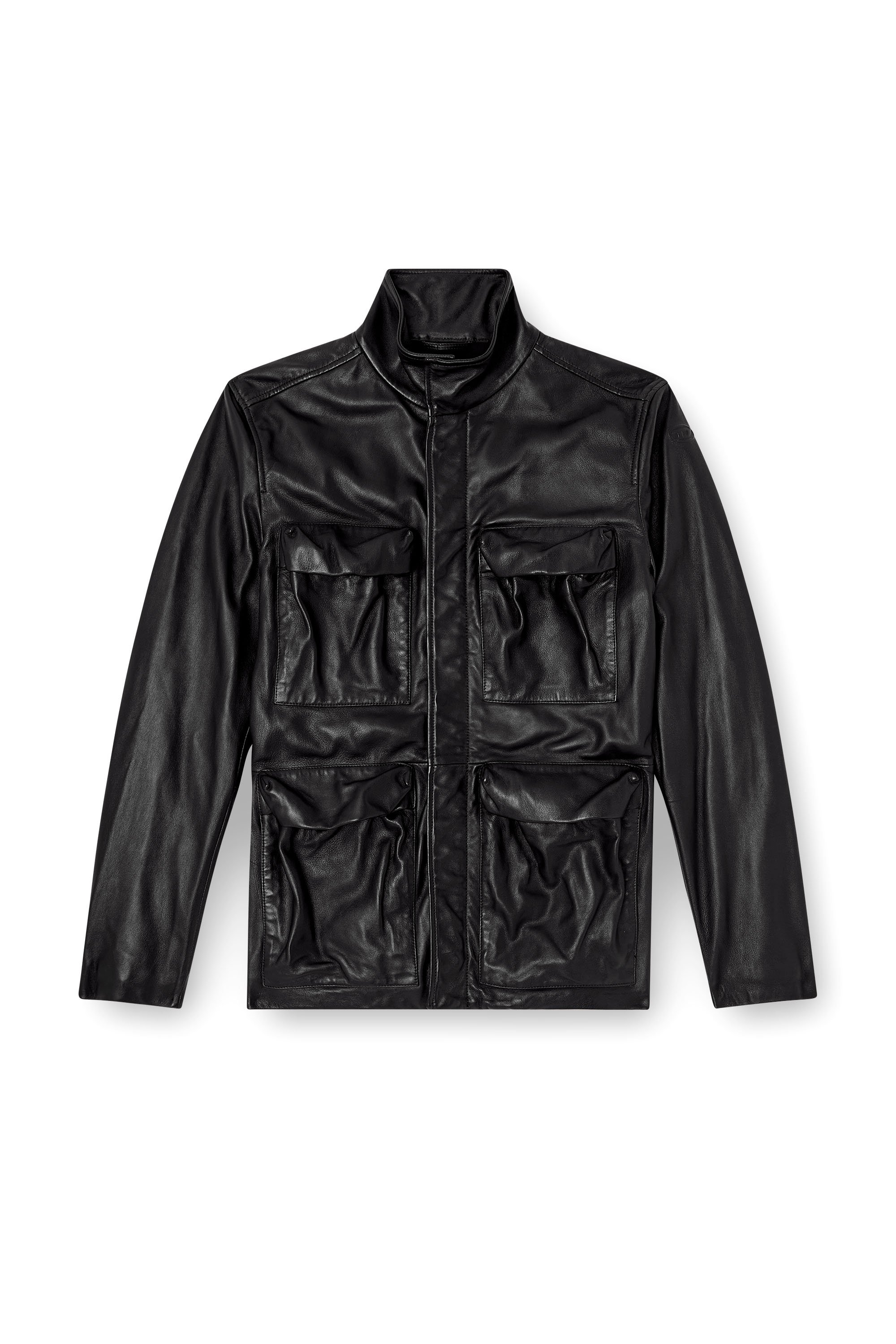 Diesel - L-GAST, Veste en cuir avec poches utility Mixte in Noir - 3