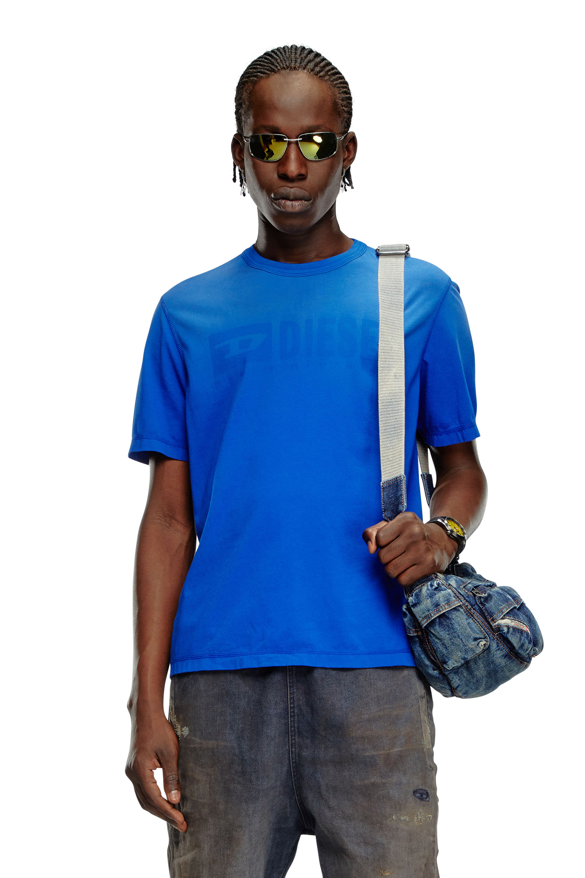 Diesel - T-ADJUST-K4, Herren T-Shirt in sonnenverblasster Optik in Blau - Image 1