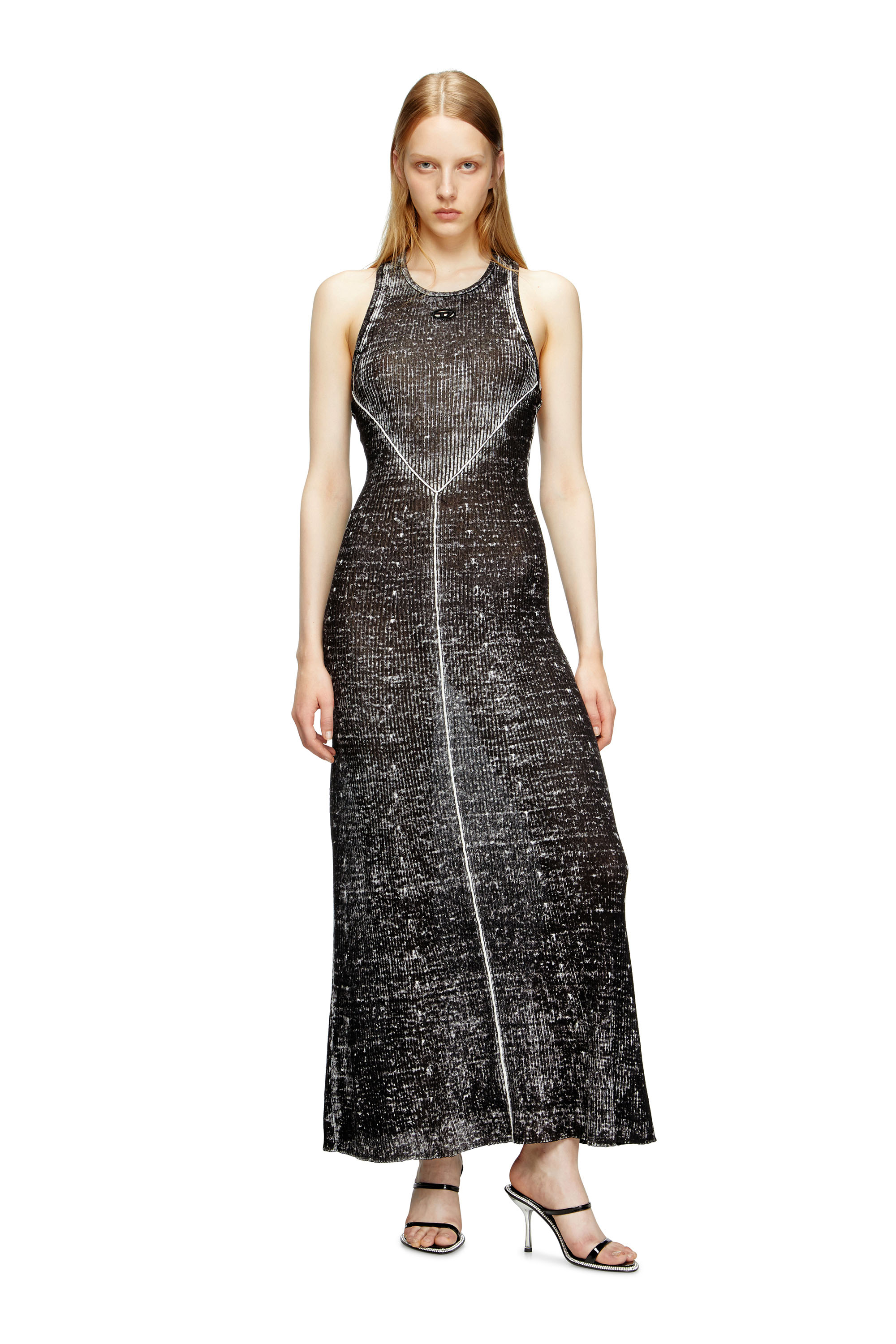 Diesel - M-RAB, Abito in maglia di lino con logo cut-out Donna in Nero - 3