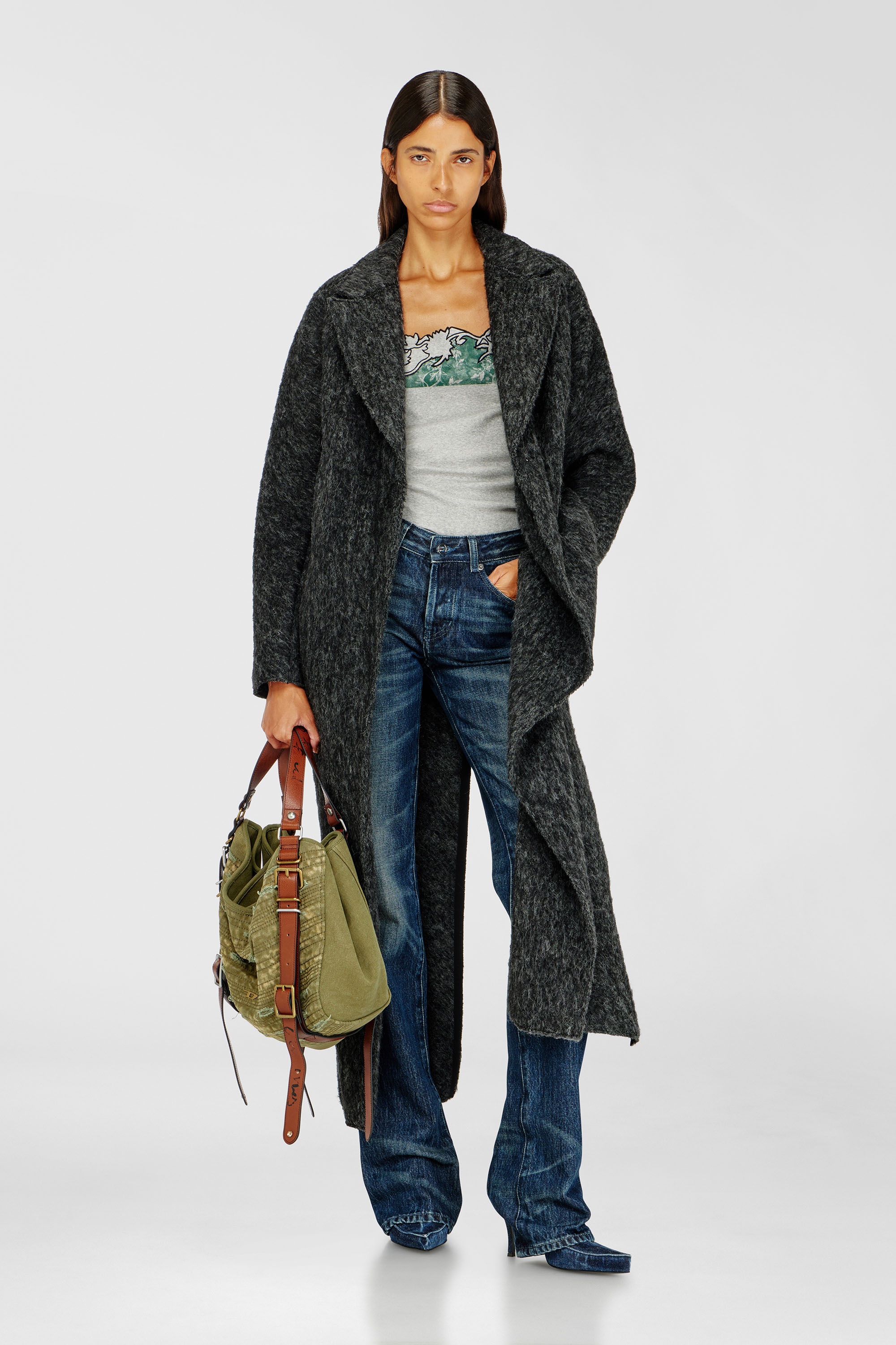 Diesel - W-SAYTA, Cappotto lungo in misto lana e alpaca Donna in Grigio - 1