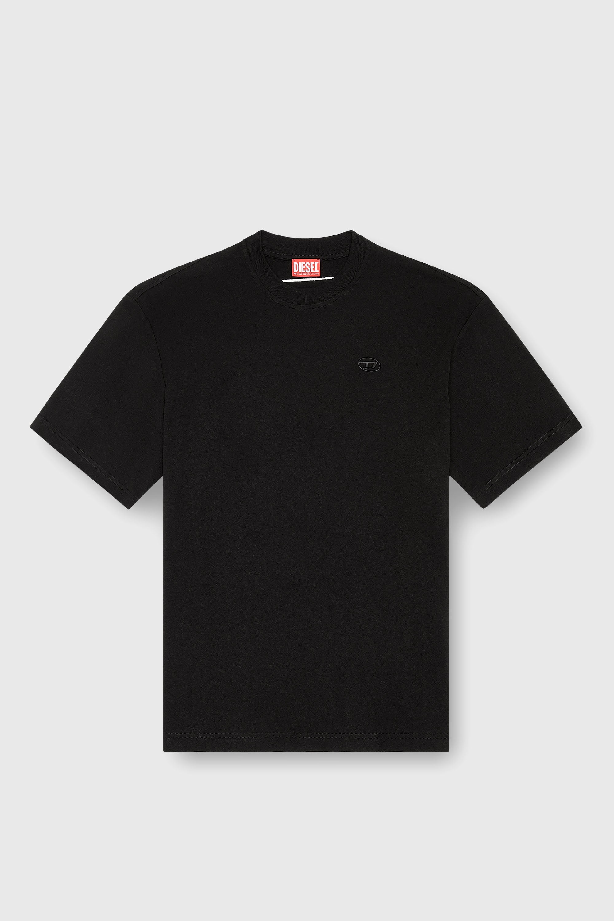 Diesel - T-BOGGY-MEGOVAL-D, T-shirt con maxi-ricamo oval D Uomo in Nero - 2