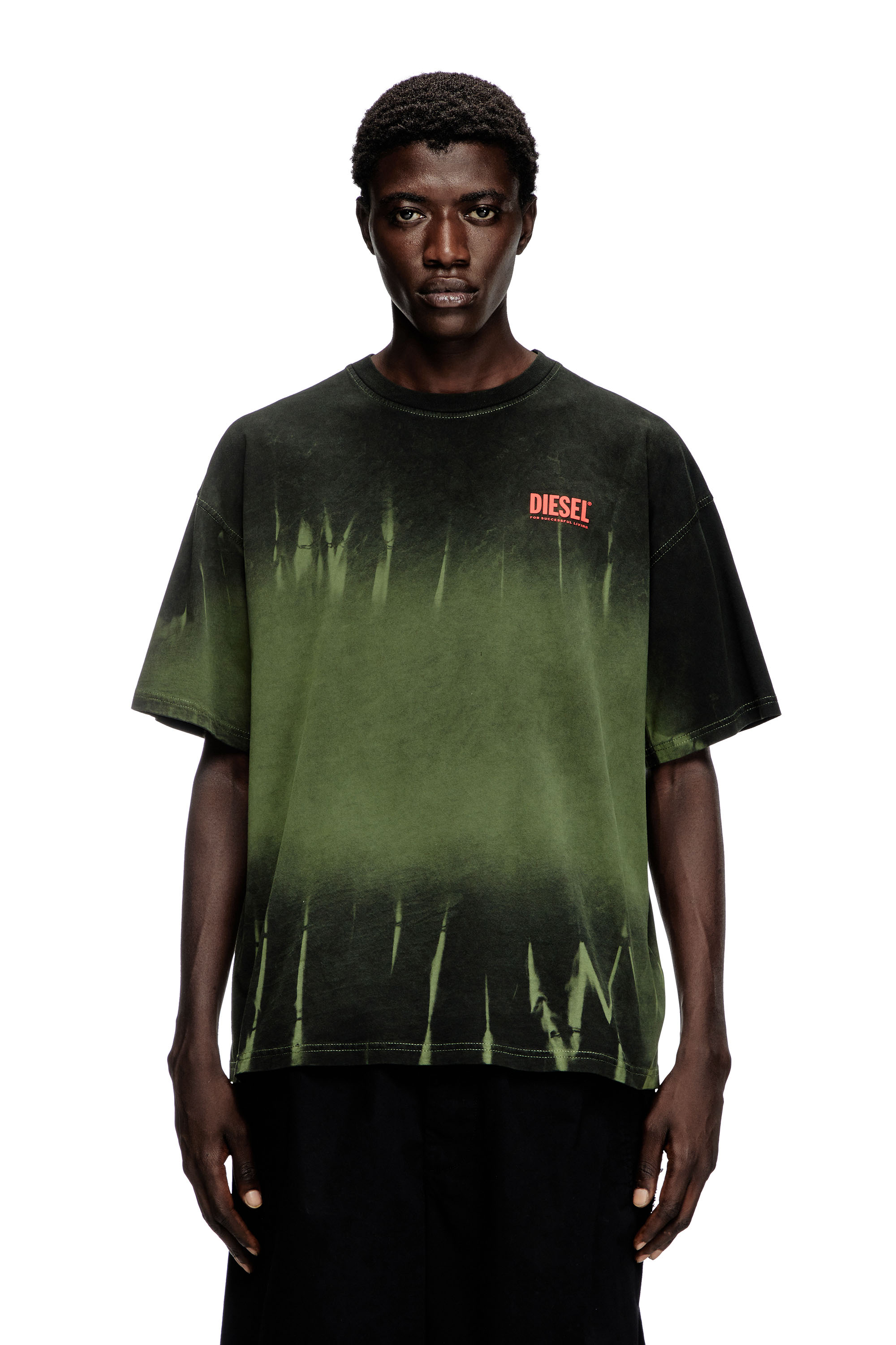 Diesel - T-BOXT-R3, T-shirt tie-dye con stampa logo Uomo in Verde - 5