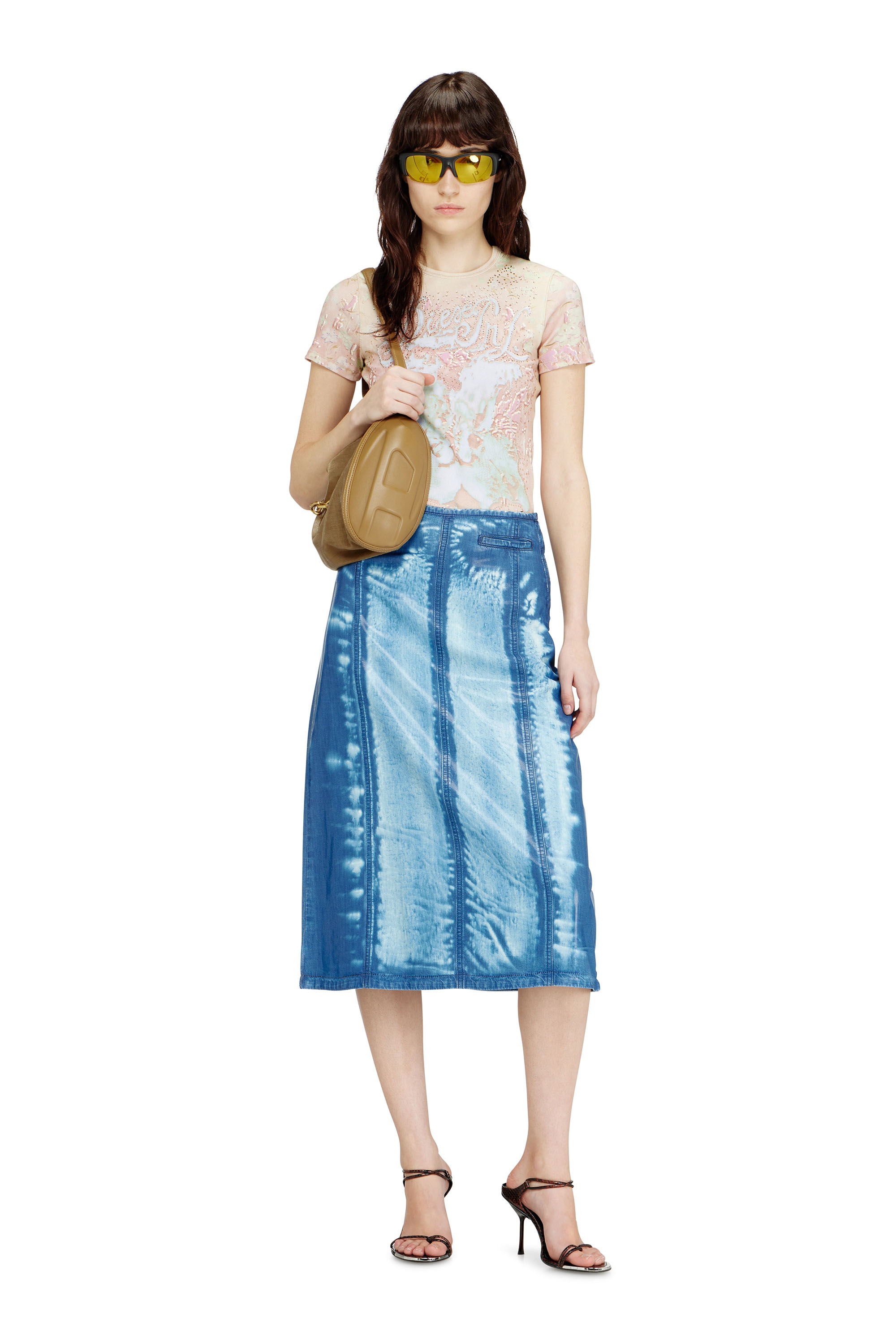 Diesel - T-BRIL, Damen Animalier-Print-Top mit Kristallen in Gesichtspuder - 2