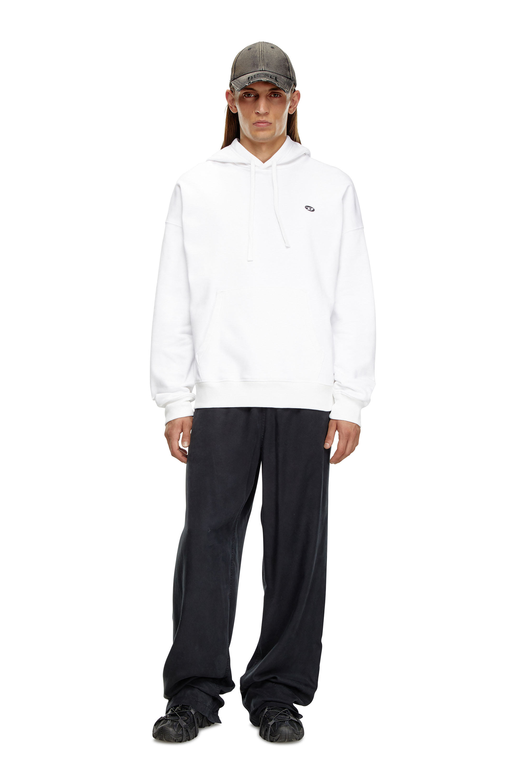 Diesel - S-ROB-HOOD-DOVAL-PJ, Homme Sweat-shirt à capuche avec empiècement oval D in Blanc - Image 2