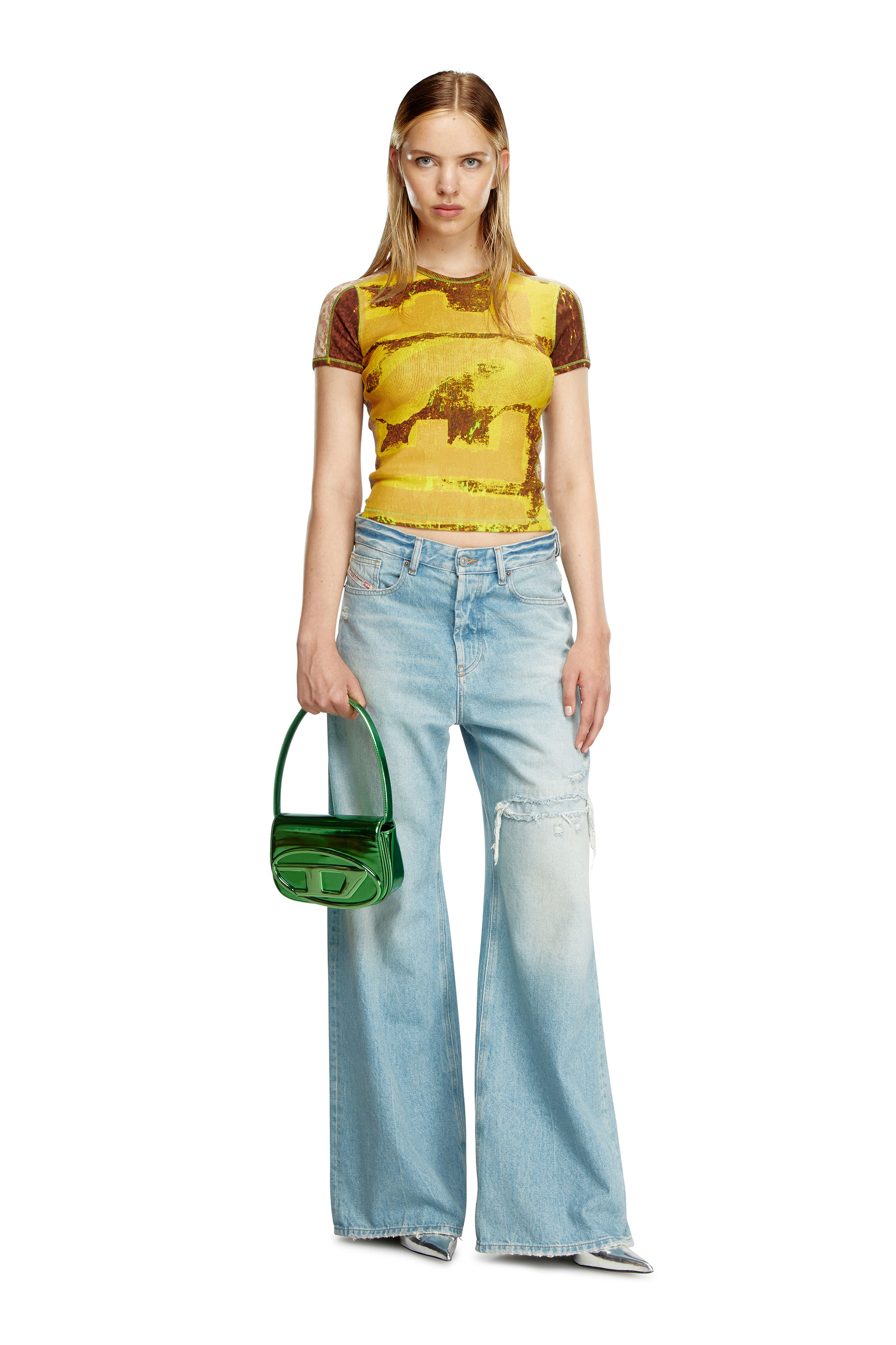 Diesel - 1DR, 1DR-Iconica borsa a spalla in pelle specchiata Donna in Verde - 1