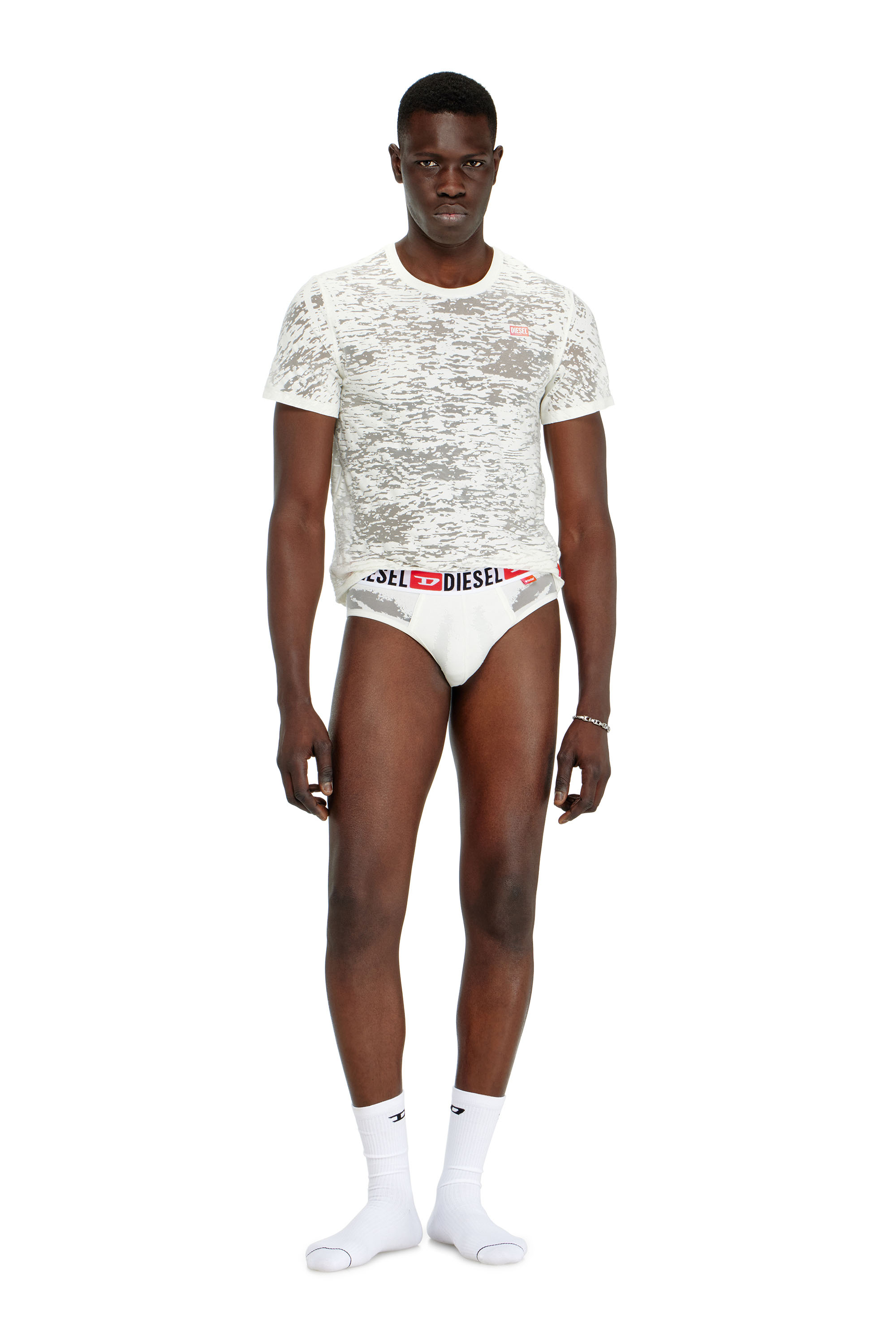 Diesel - PR-ANDRE, Slip con effetto devor&eacute; trasparente Uomo in Bianco - 1