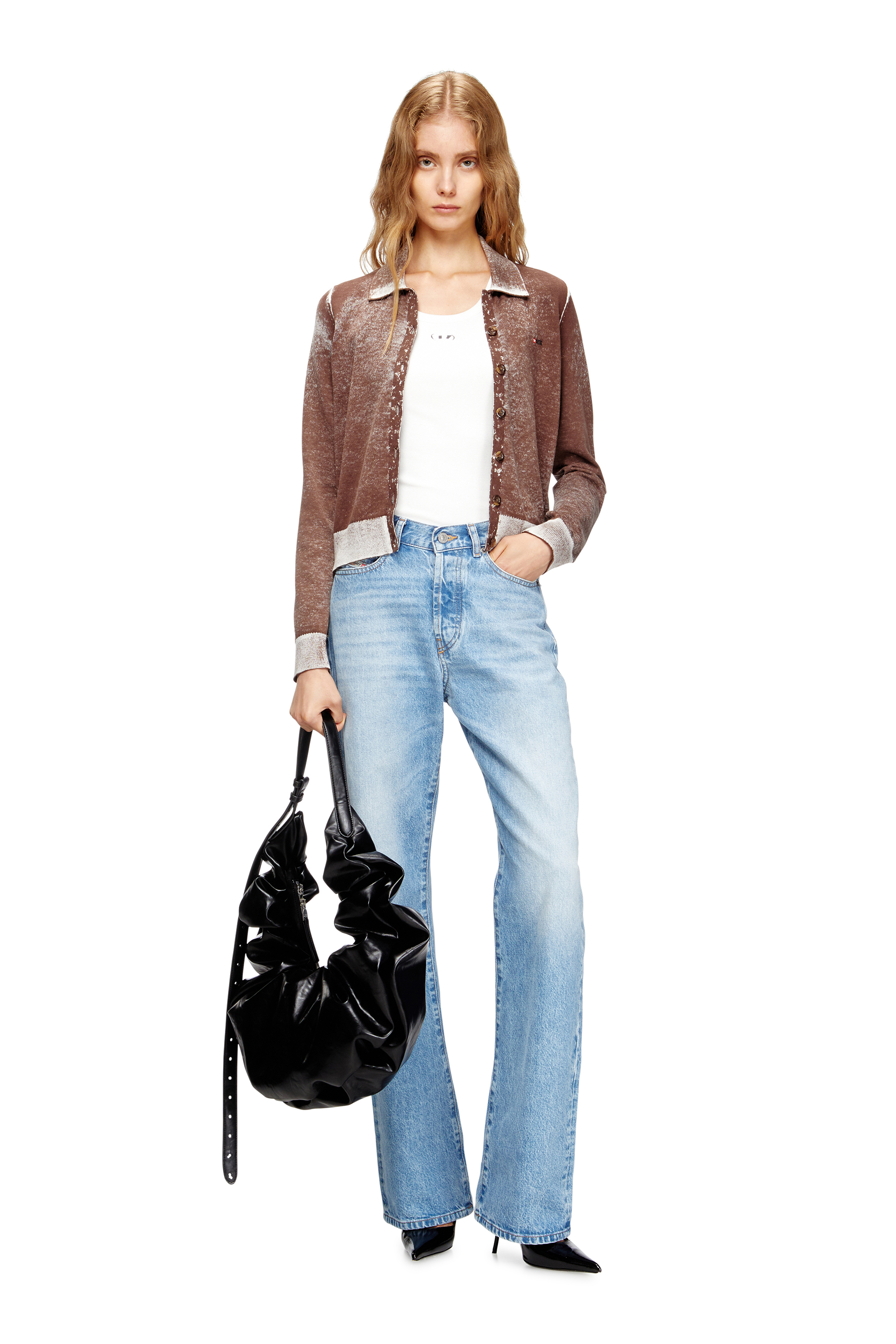 Diesel - GRAB-D HOBO L, Grab-D L-Borsa hobo grande in PU lucido scrunched Donna in Nero - 6