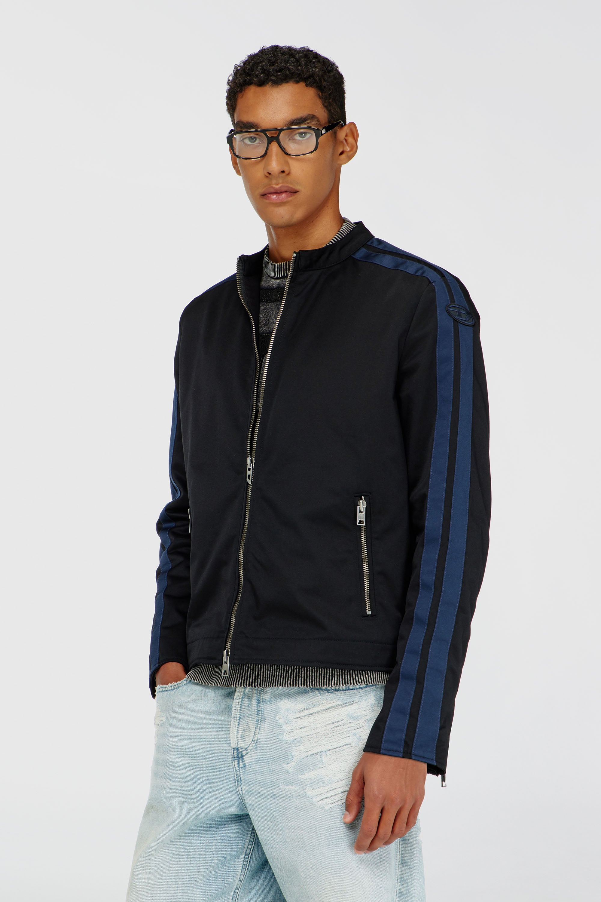 Diesel - J-NAEL, Giacca biker sporty in cotone tecnico misto Uomo in Multicolor - 1