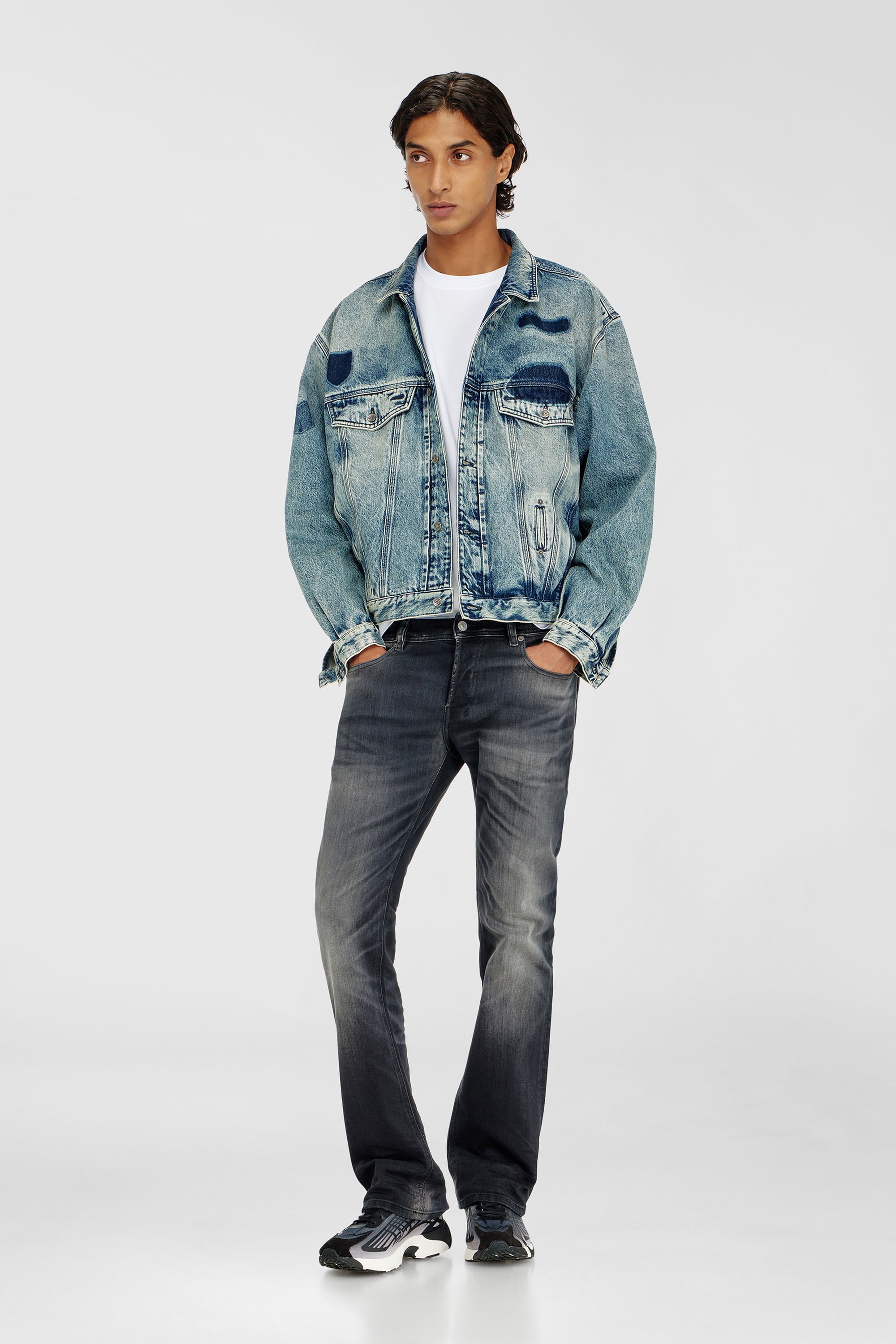 Diesel - Bootcut Jeans 2007 Zatiny 09P38 Uomo, Nero/Grigio scuro - Image 1