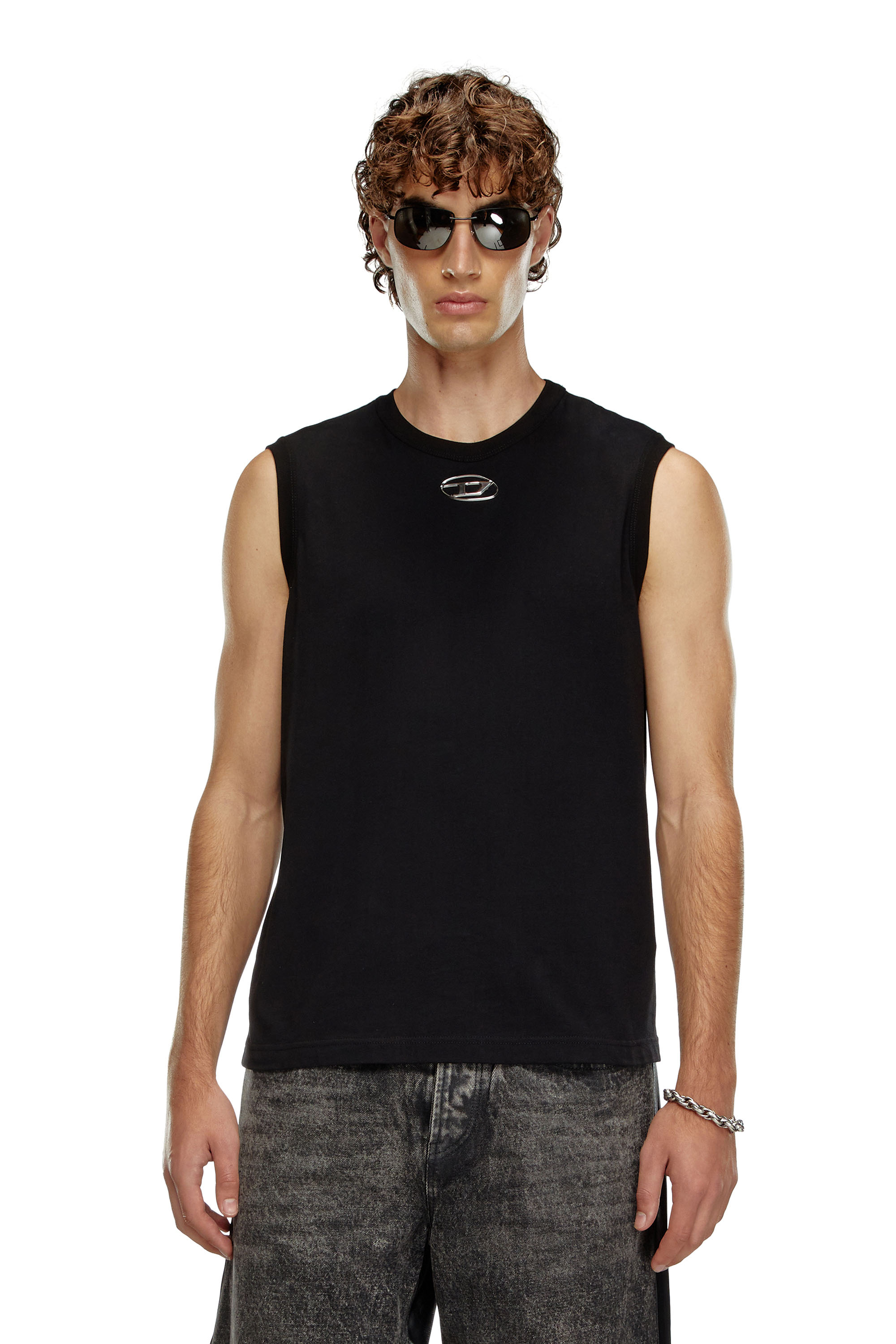 Diesel - T-BISCO-OD, Herren Tanktop mit eingespritztem Oval D in Schwarz - 1