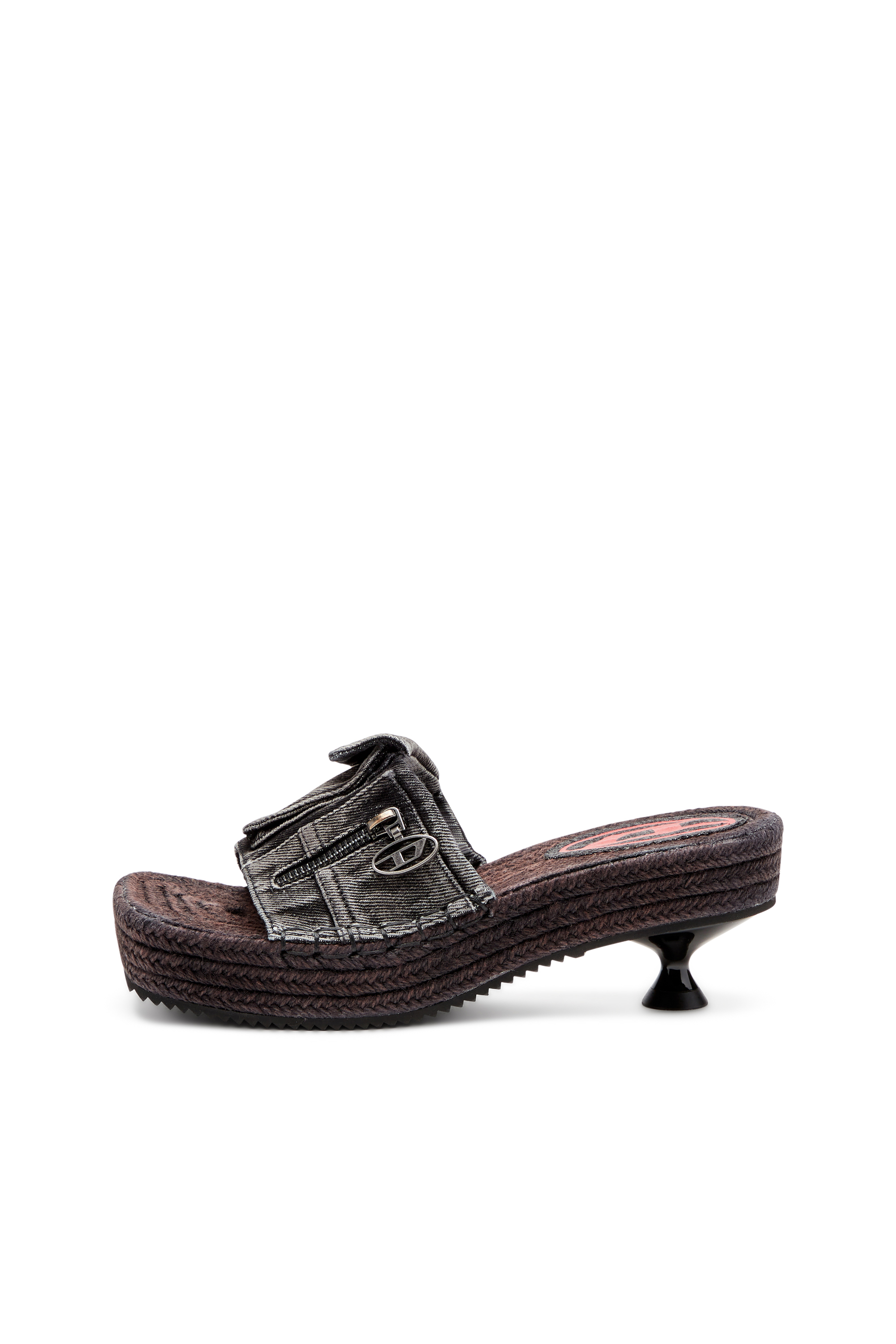 Diesel - D-IBIZA 40 PCK, Damen D-Ibiza-Espadrilles mit Absatz und Plateau aus Denim in Schwarz - 7