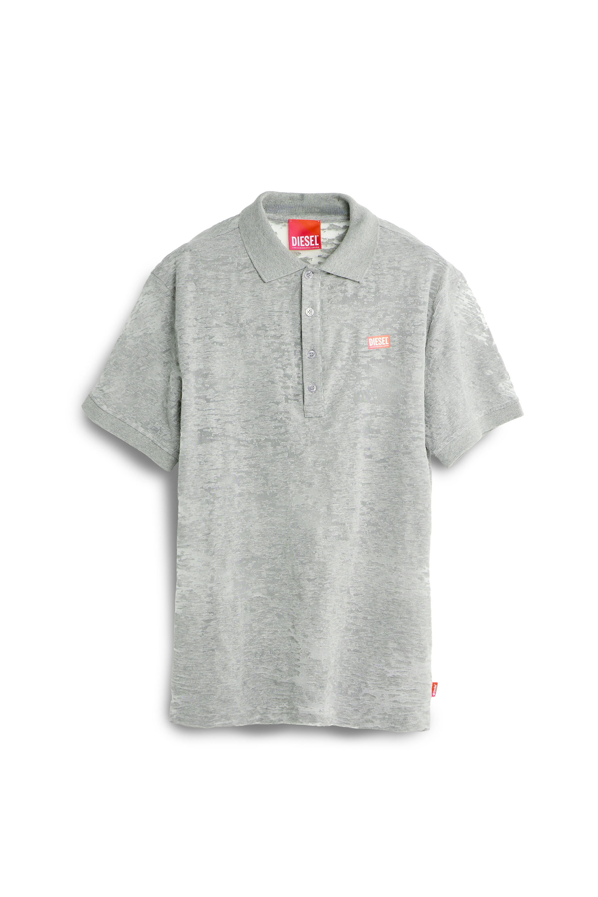 Diesel - PR-T-REJUST, Polo in jersey all-over devor&eacute; Uomo in Grigio - 3