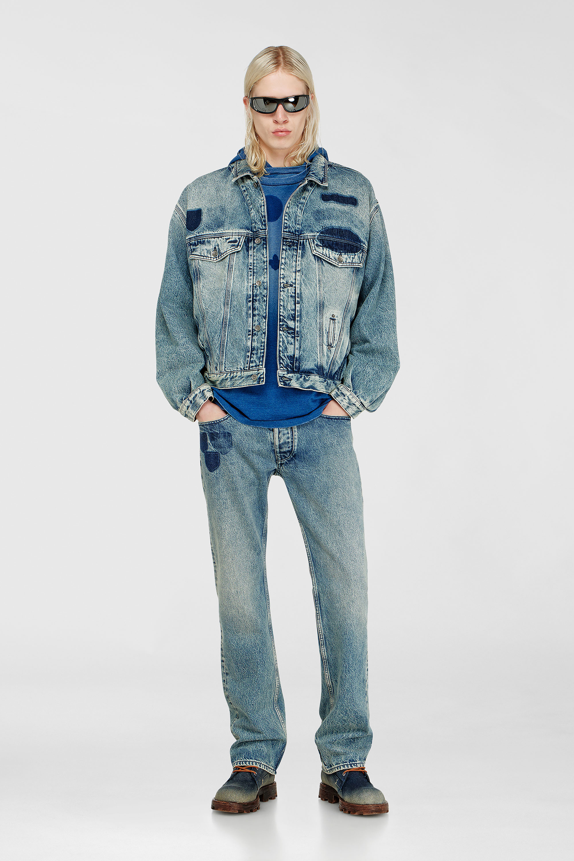 Diesel - T-NOX, T-shirt con patch effetto ombra Uomo in Blu - 1
