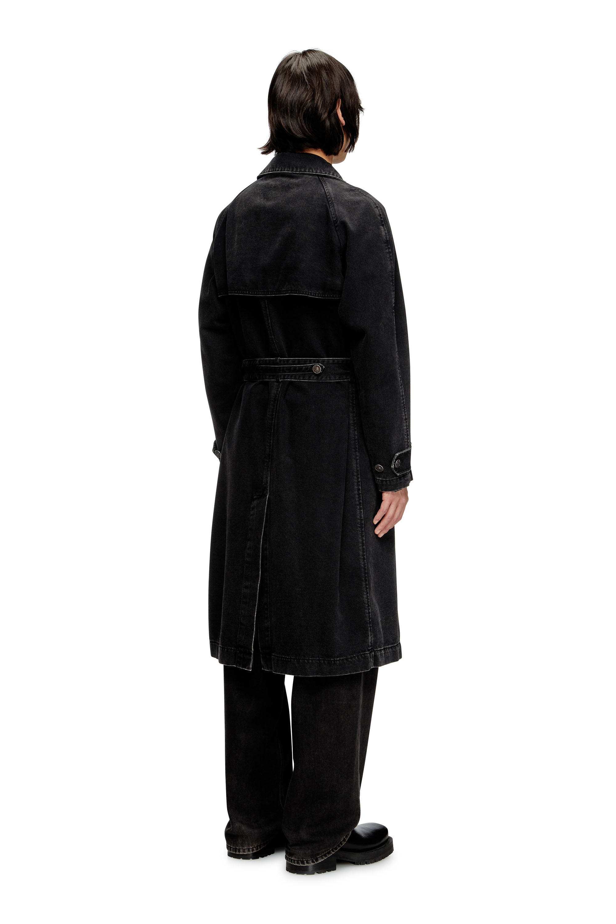Diesel - D-DELIRIOUS-D, Trench-coat en denim délavé Homme in Noir - 4
