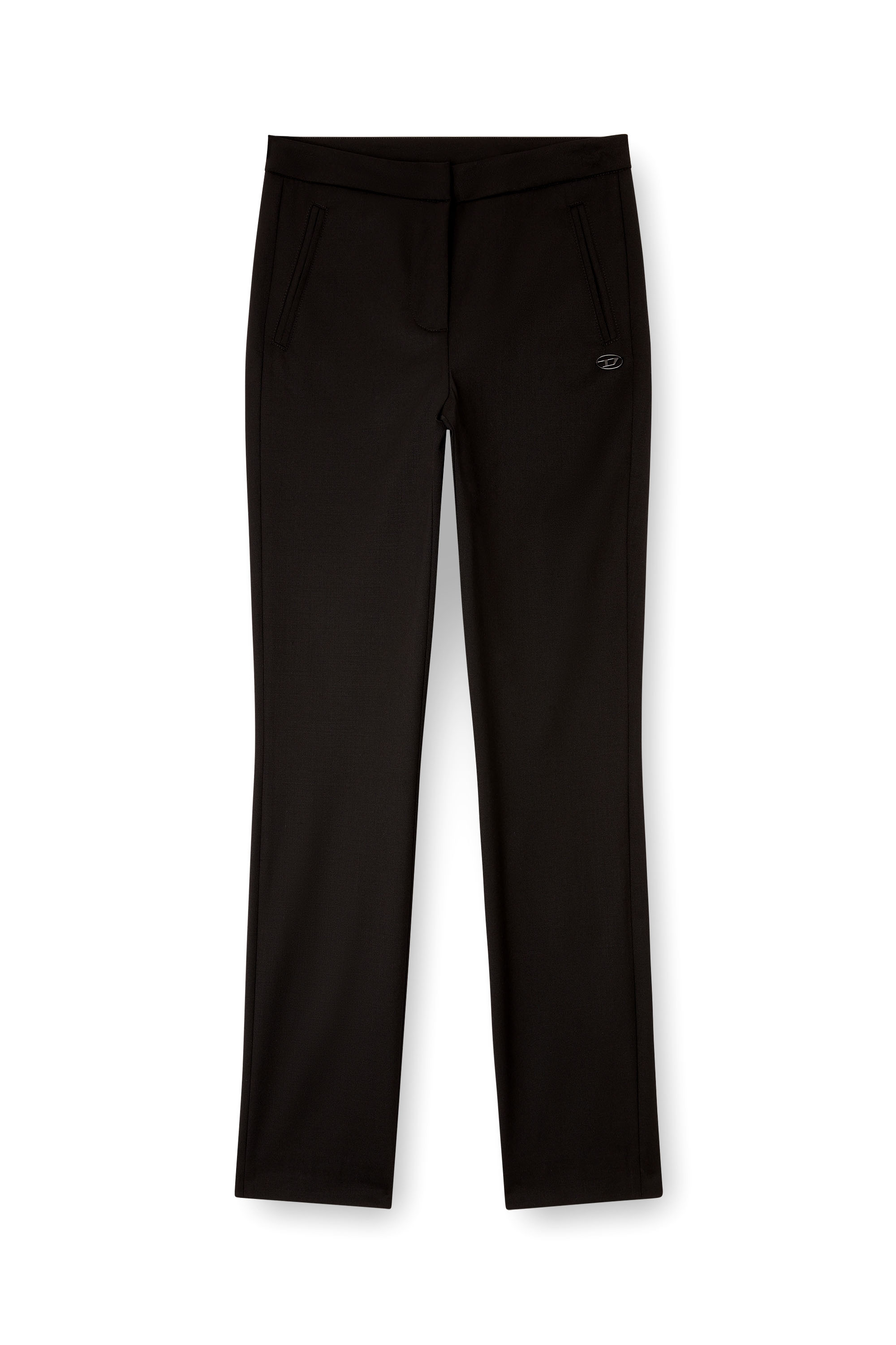 Diesel - P-LACER-R2, Pantaloni misto lana con tasche a filo Donna in Nero - 3