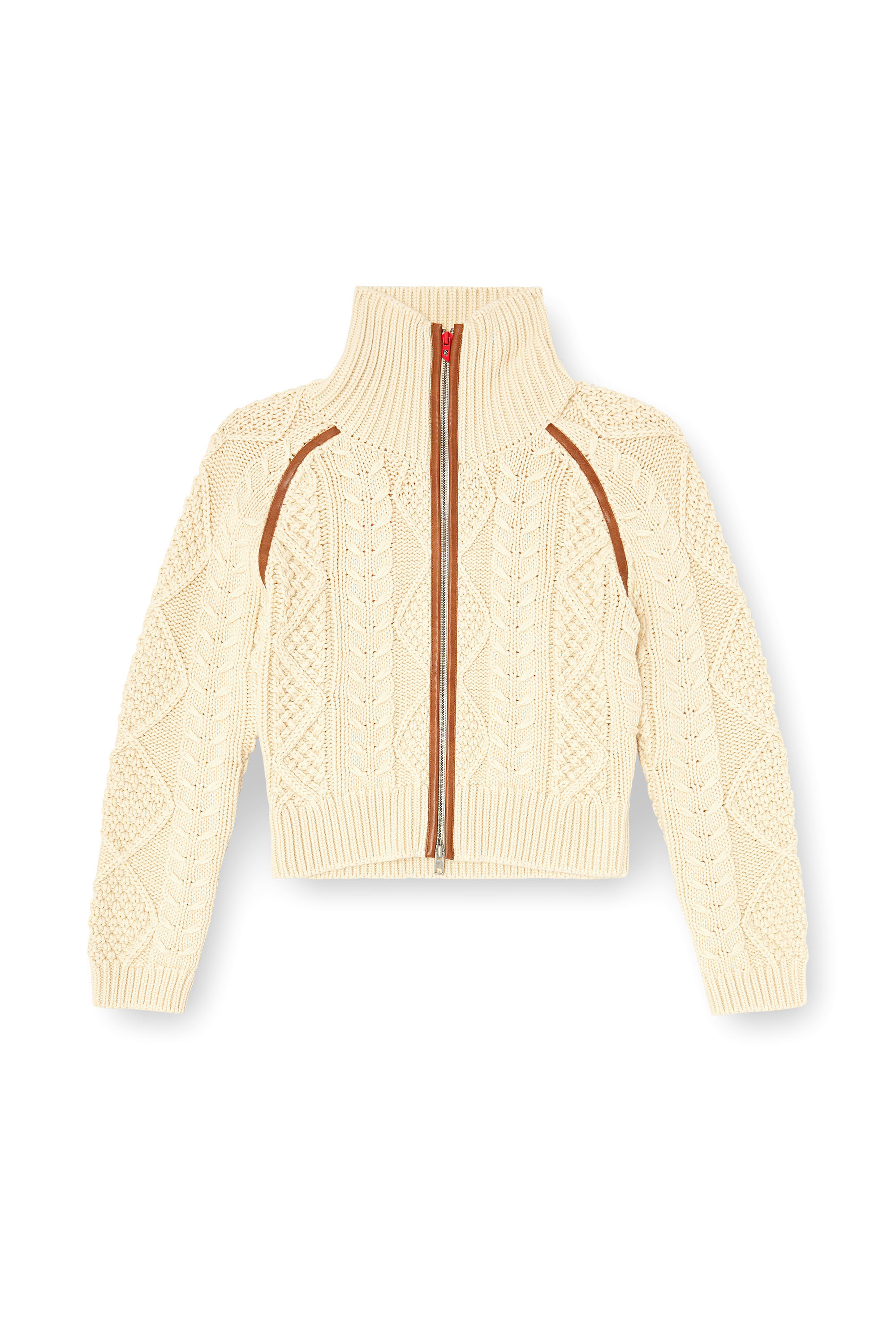 Diesel - M-INTELLE, Cardigan en maille torsad&eacute;e avec bandes contrastantes Femme in ToBeDefined - 3