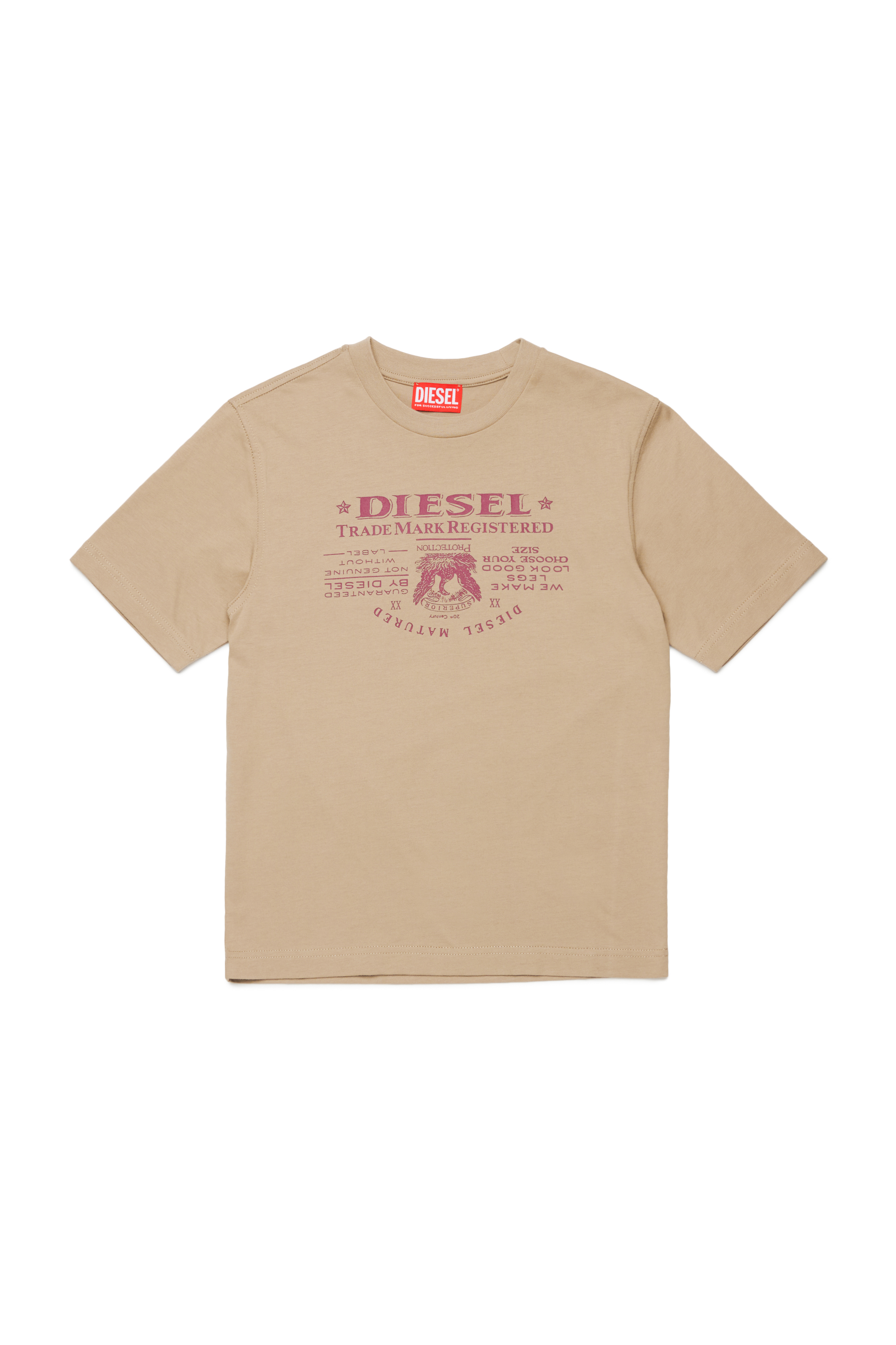 Diesel - TJUSTL4 OVER, T-shirt avec imprimé empiècement jacron Homme in Marron - 1