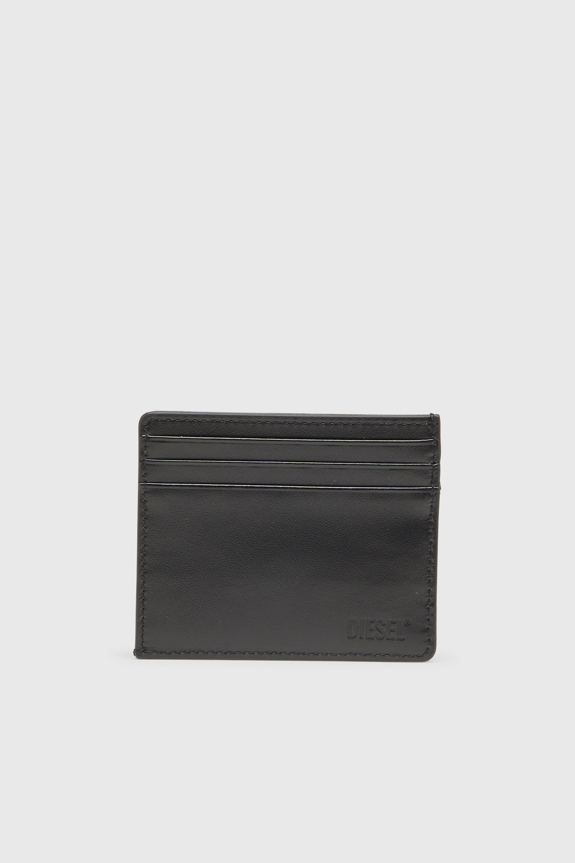 Diesel - 1DR CARD CASE, Porte-cartes en coton lav&eacute; et cuir Mixte in Gris - 2