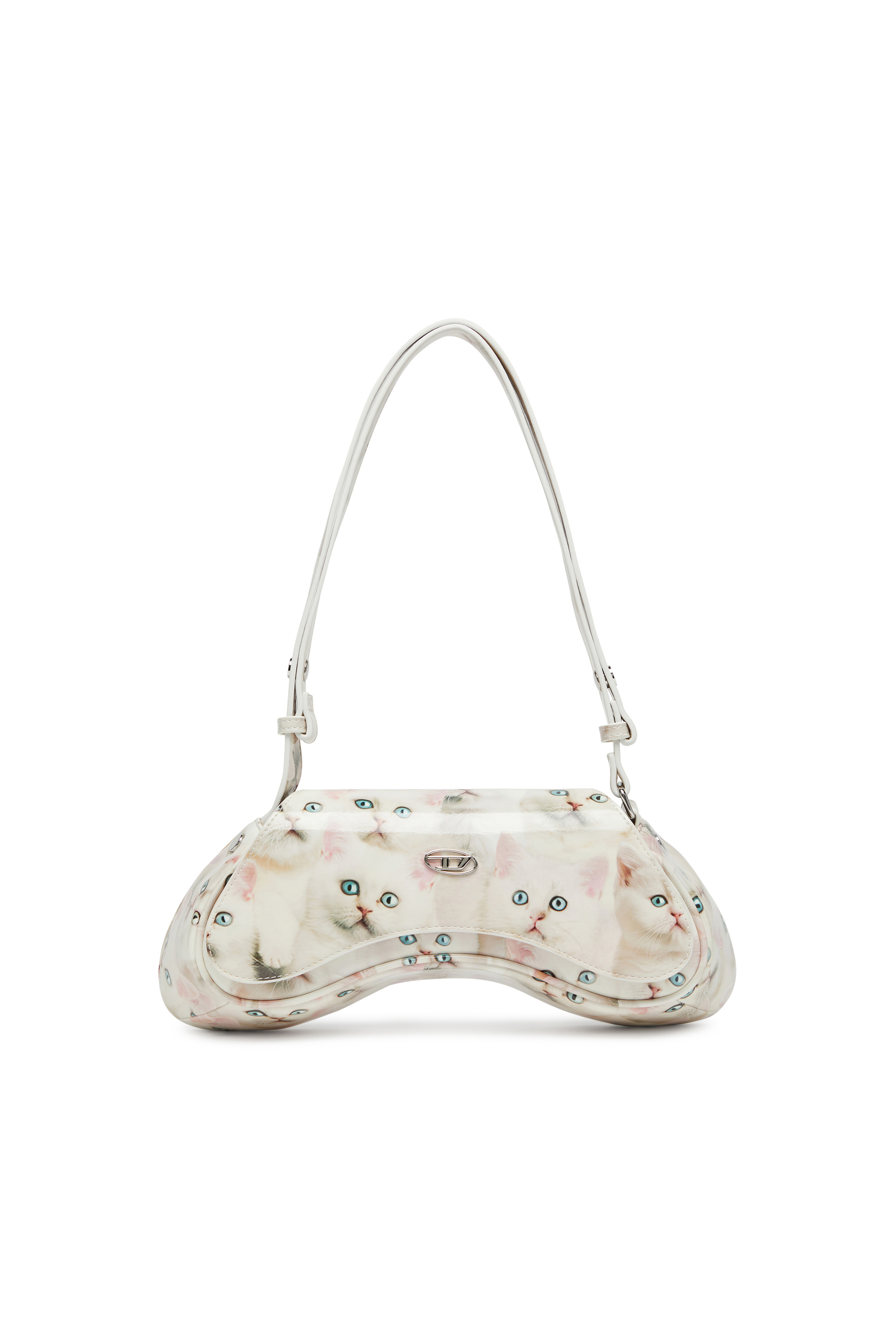 Diesel - PLAY CROSSBODY, Damen Play-Schultertasche mit glänzendem PU-Print in Weiß - 1
