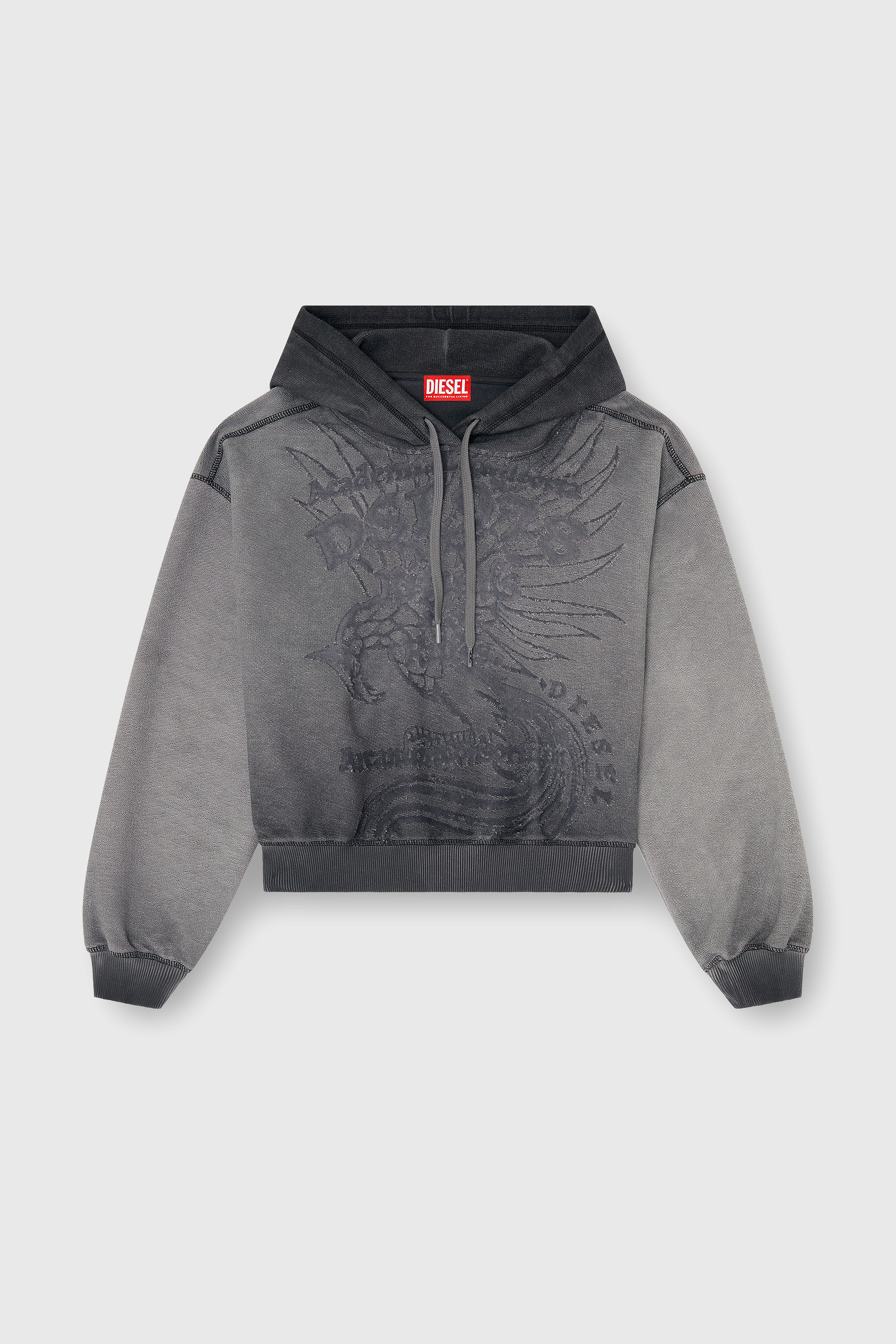 Diesel - F-SUNNY-HOOD, Hoodie con stampa d&eacute;vor&eacute; Donna in Grigio - 2