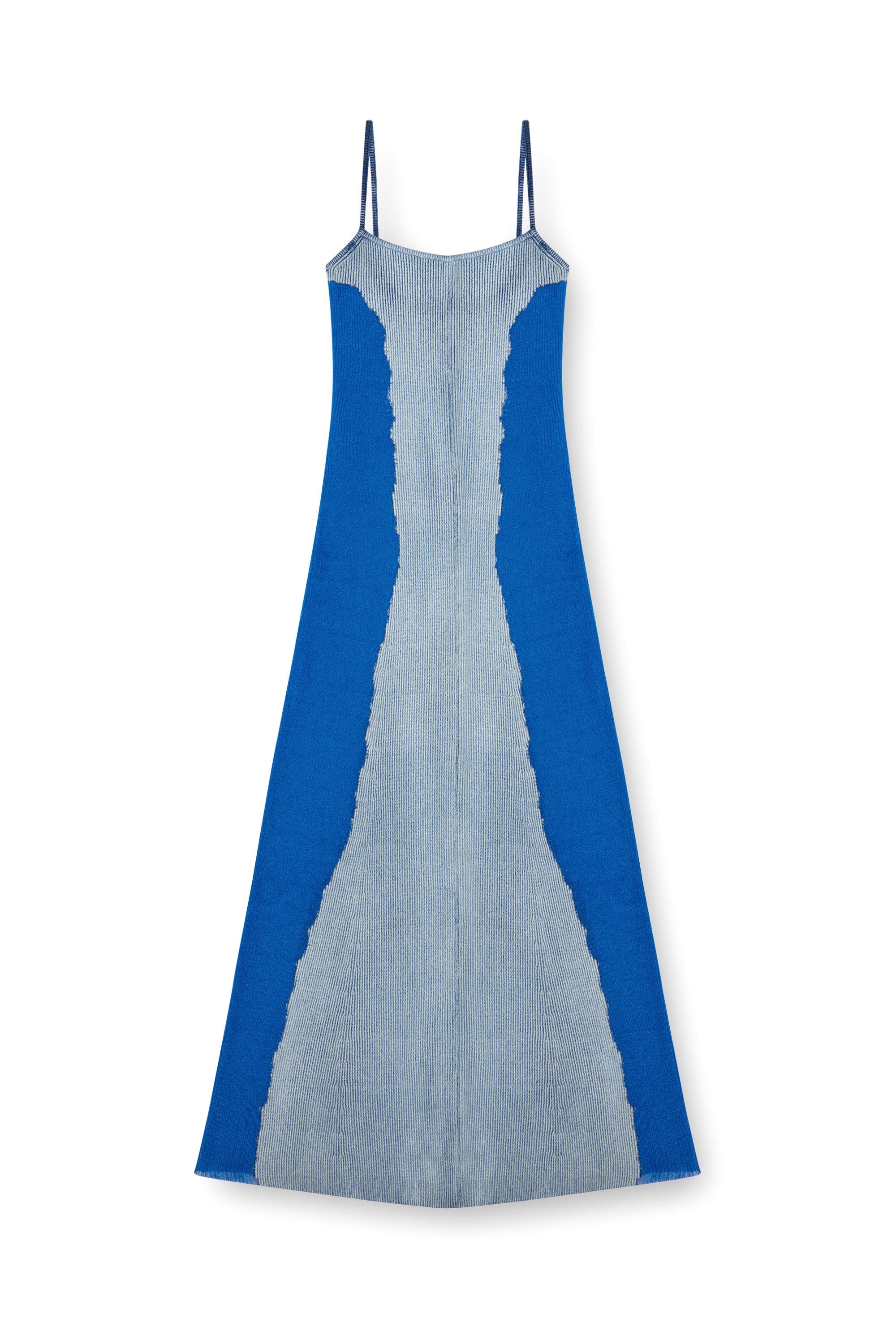 Diesel - M-EDAGLIA, Femme Robe nuisette midi en maille dévorée in Bleu - Image 1