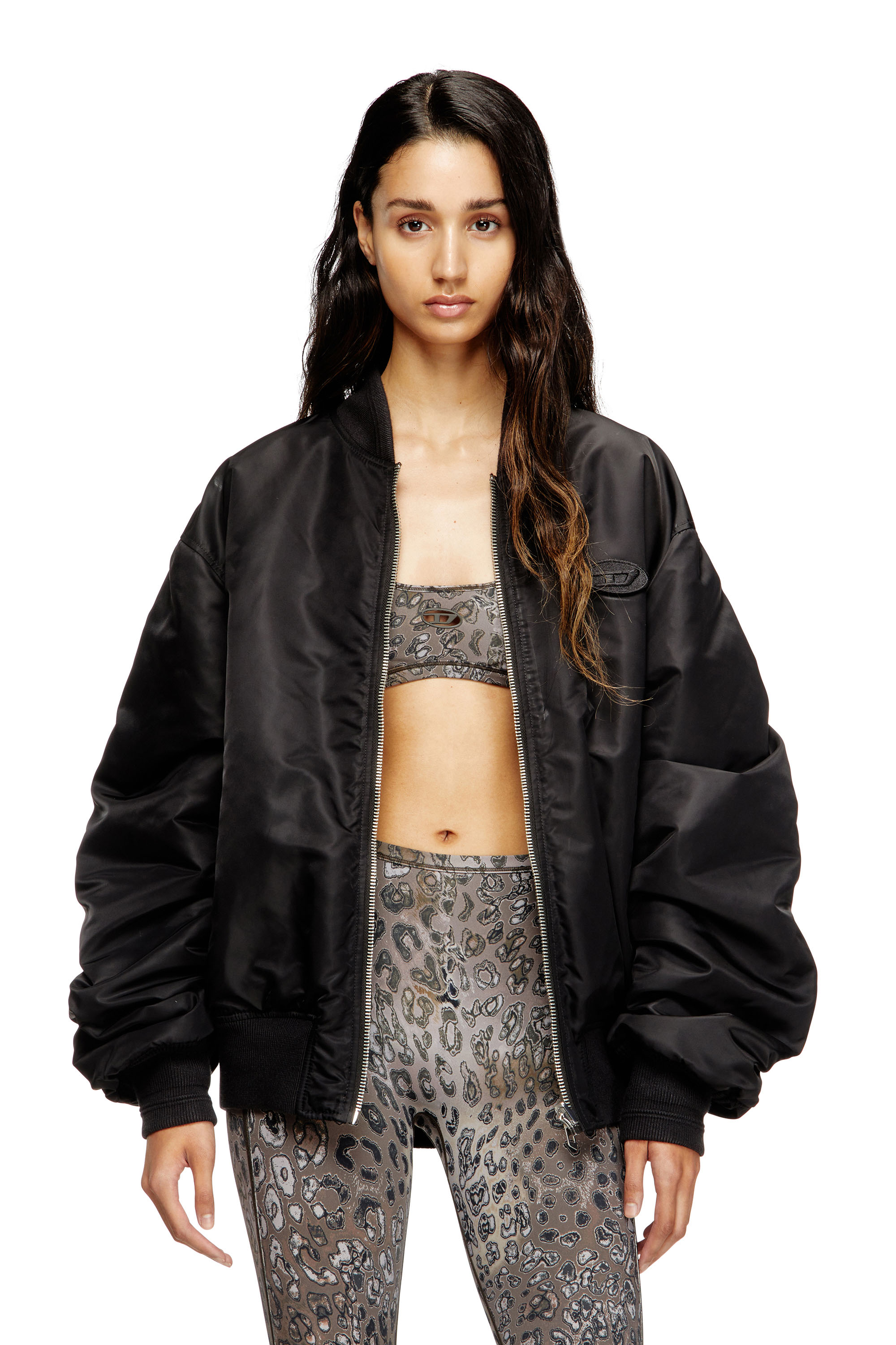 Diesel - CHELSEA-UTLT, Soutien-gorge de sport en nylon avec imprimé léopard Femme in Marron - 4